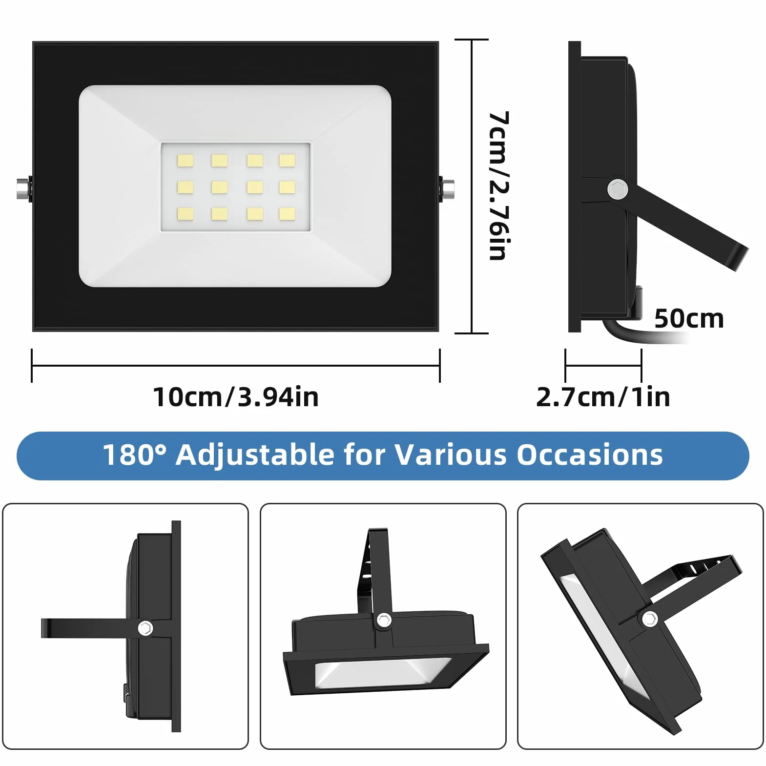 Papasbox Projecteur LED 12V 10W 800LM 6000K IP65 Jardin