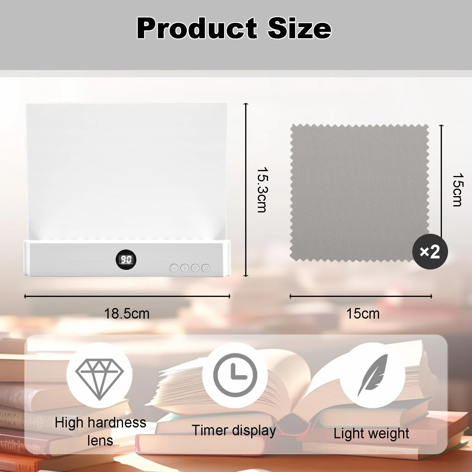 Lampe de Livre LED Portable, Protection des Yeux, 3 Couleurs, Minuterie, Blanc
