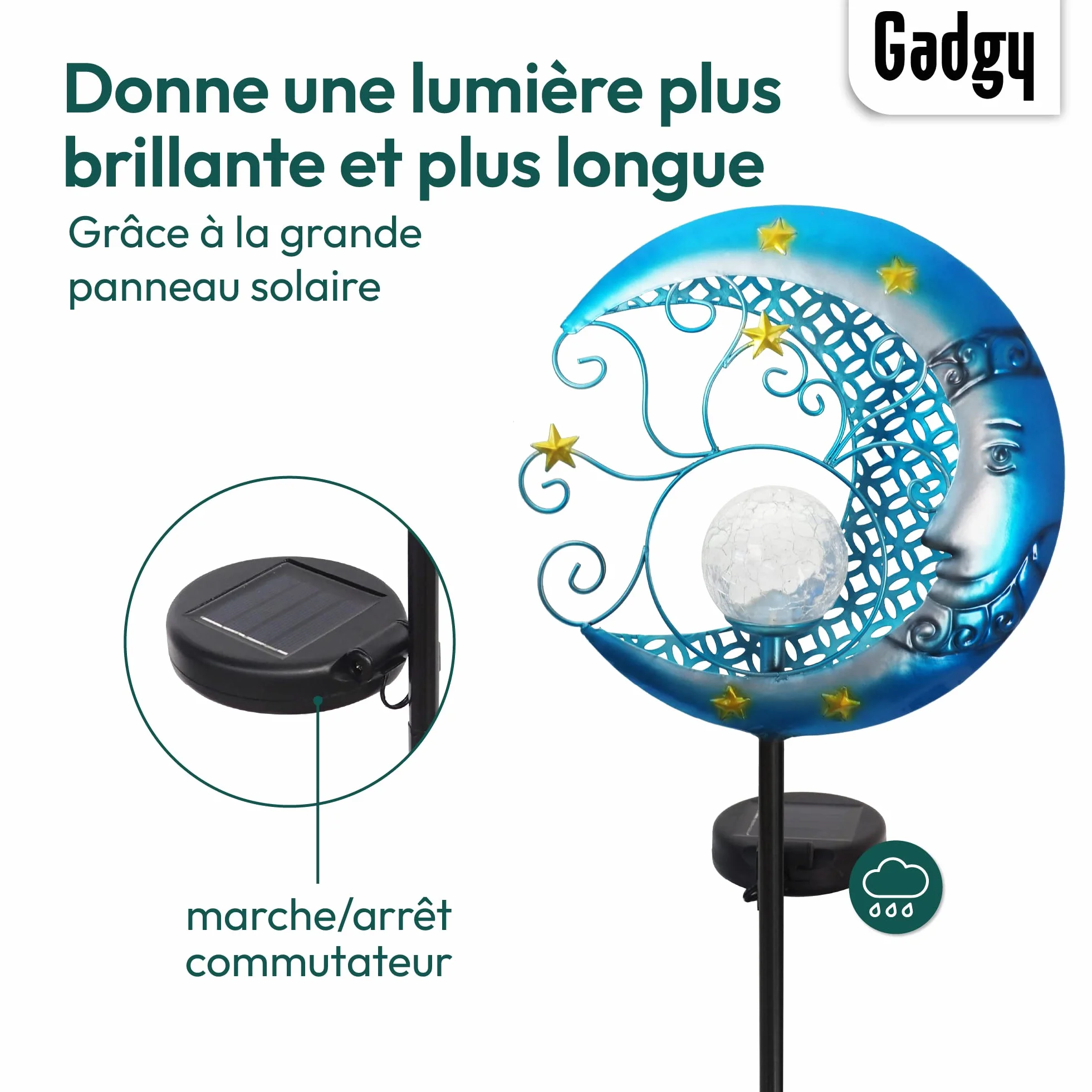 Lampes Solaires de Jardin Extérieur LED Imperméable en Forme de Lune
