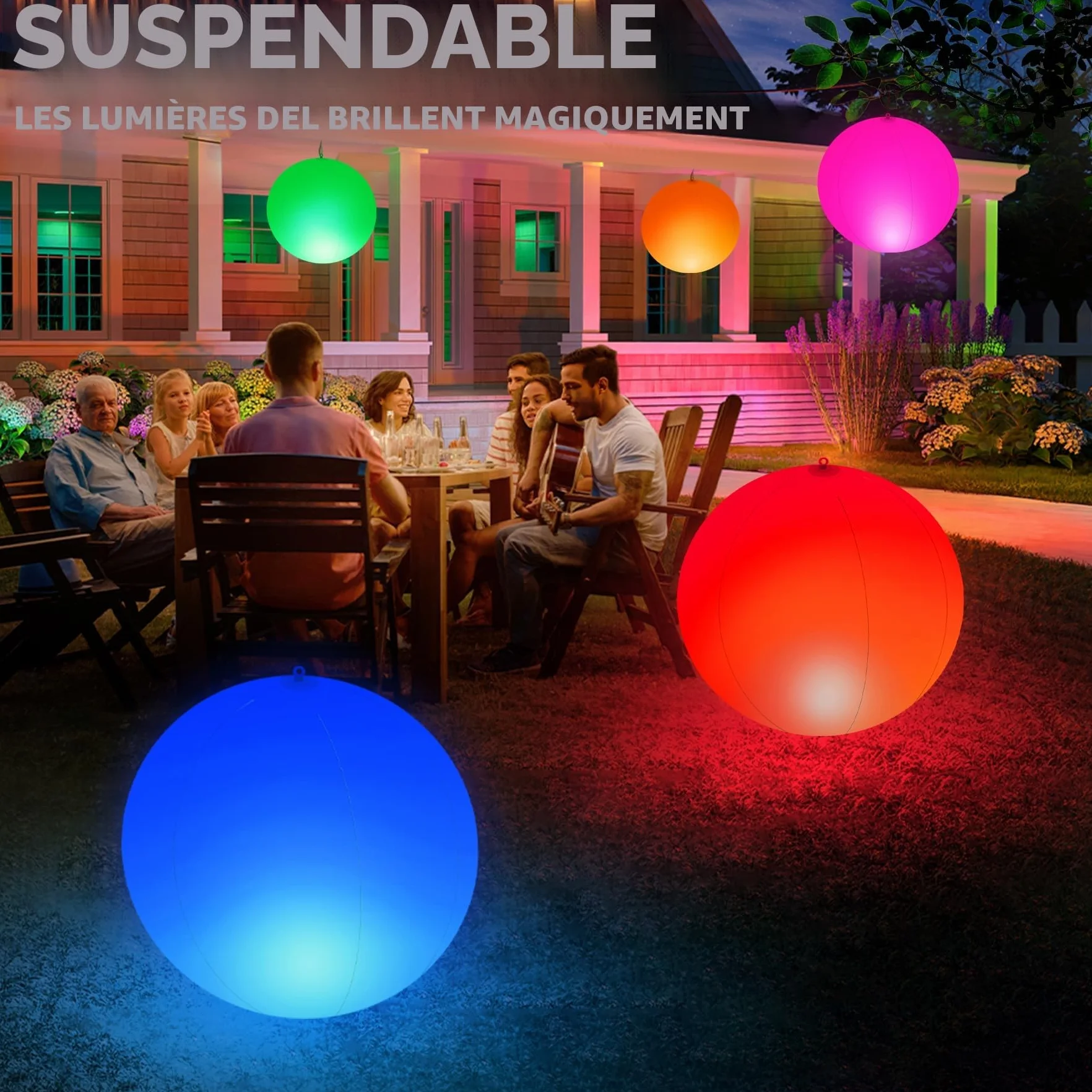 KingSom Lampe Flottante Solaire LED Boule Lumineuse Piscine IP68 Ø35cm 2 Pièces