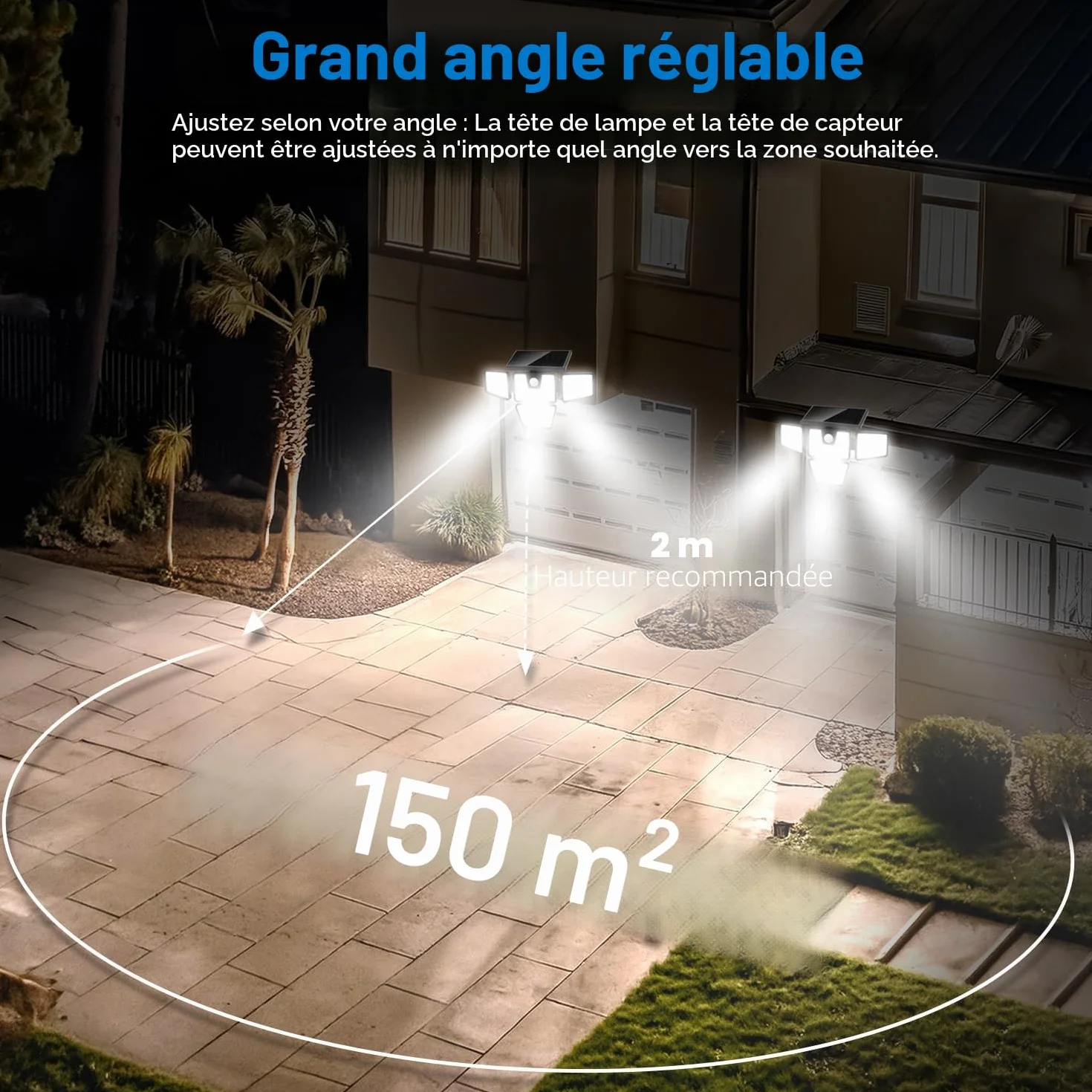 AmeriTop Lumières Solaires Extérieur LED Détecteur de Mouvement 4 Têtes IP65