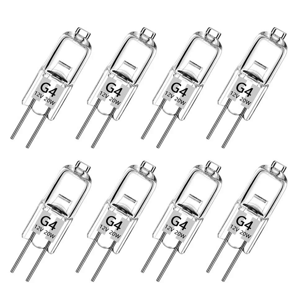 Ampoule Halogene G4 Blanc Chaud 12V 20W 2800K 240LM Intensité Variable Lampe à Capsule Transparente Paquet de 8