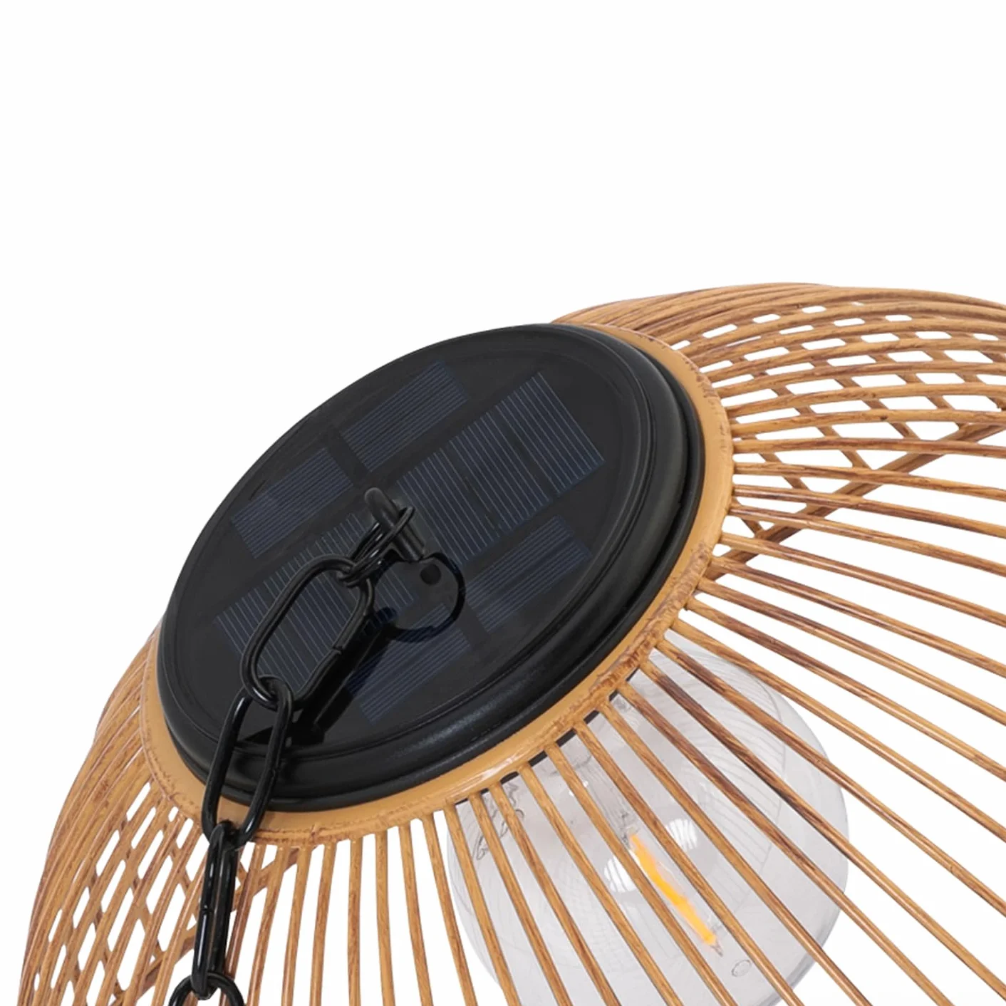 Lampe solaire extérieure SYDNEY suspension métal effet rotin