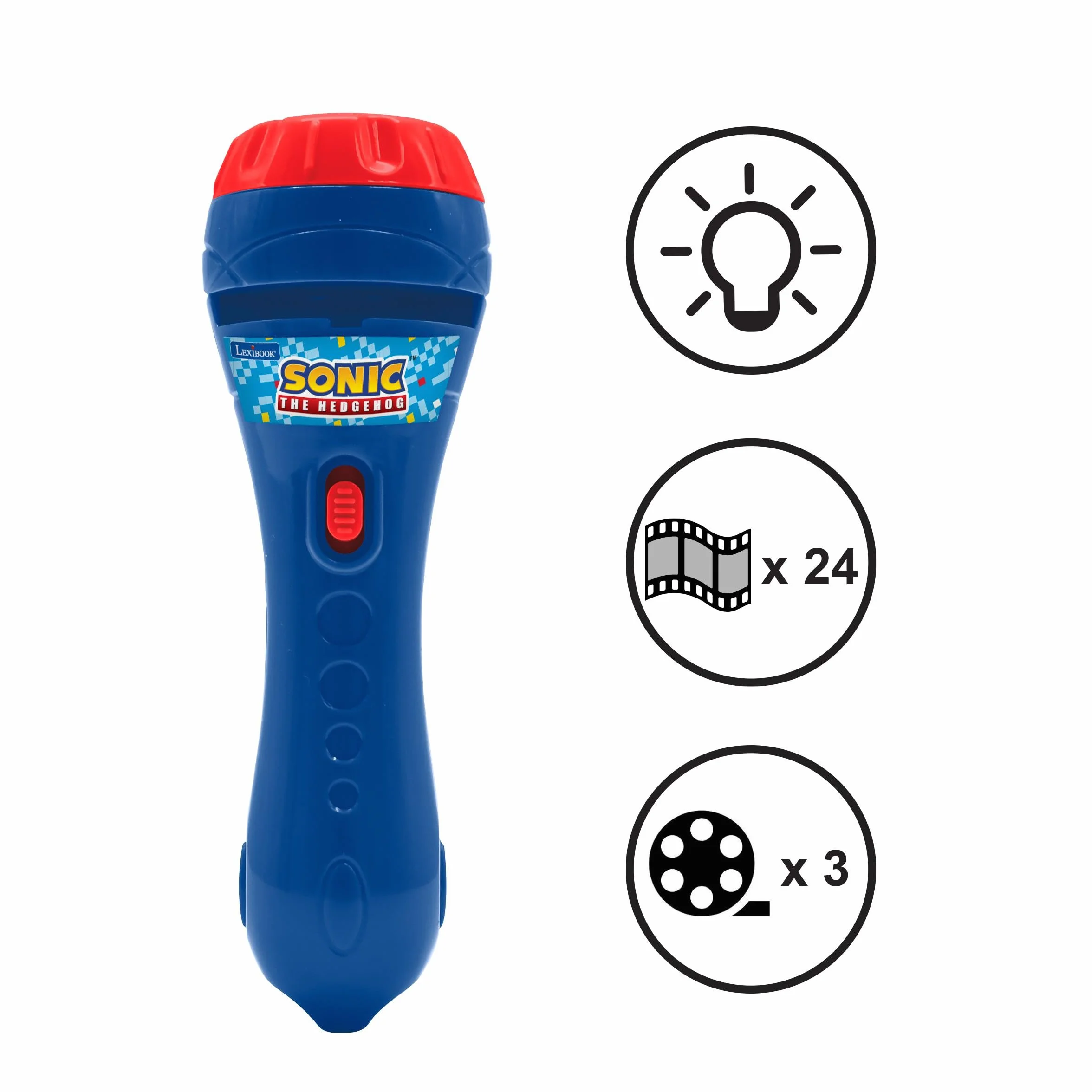 Lexibook Sega Sonic The Hedgehog Projecteur d'histoires Lampe Torche 24 Images 3 disques Rouge Bleu LTC050SNLXB