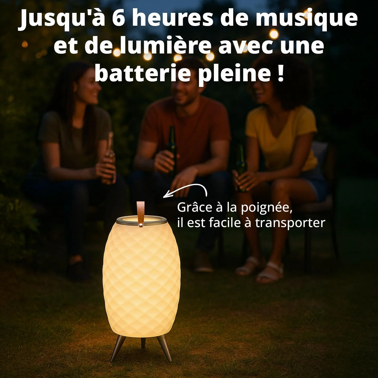 FLINQ Haut-Parleur Bluetooth Portable Lampe LED Bali avec Refroidisseur à vin Étanche aux éclaboussures Blanc