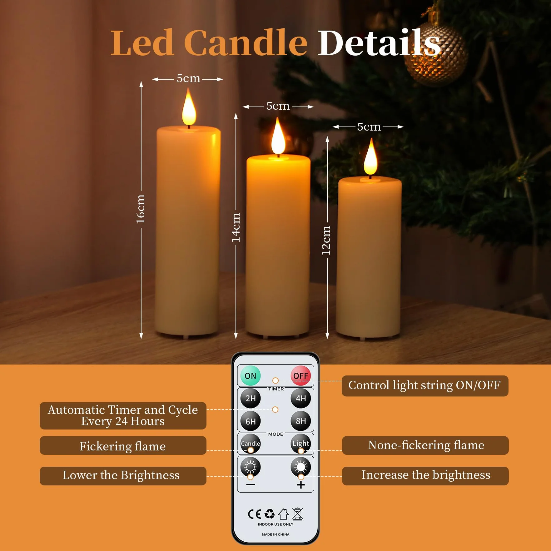 Forever Speed 6 Bougies à LED Rechargeable avec Télécommande 12cm 14cm 16cm Graduable Sans Flamme pour Décoration Maison