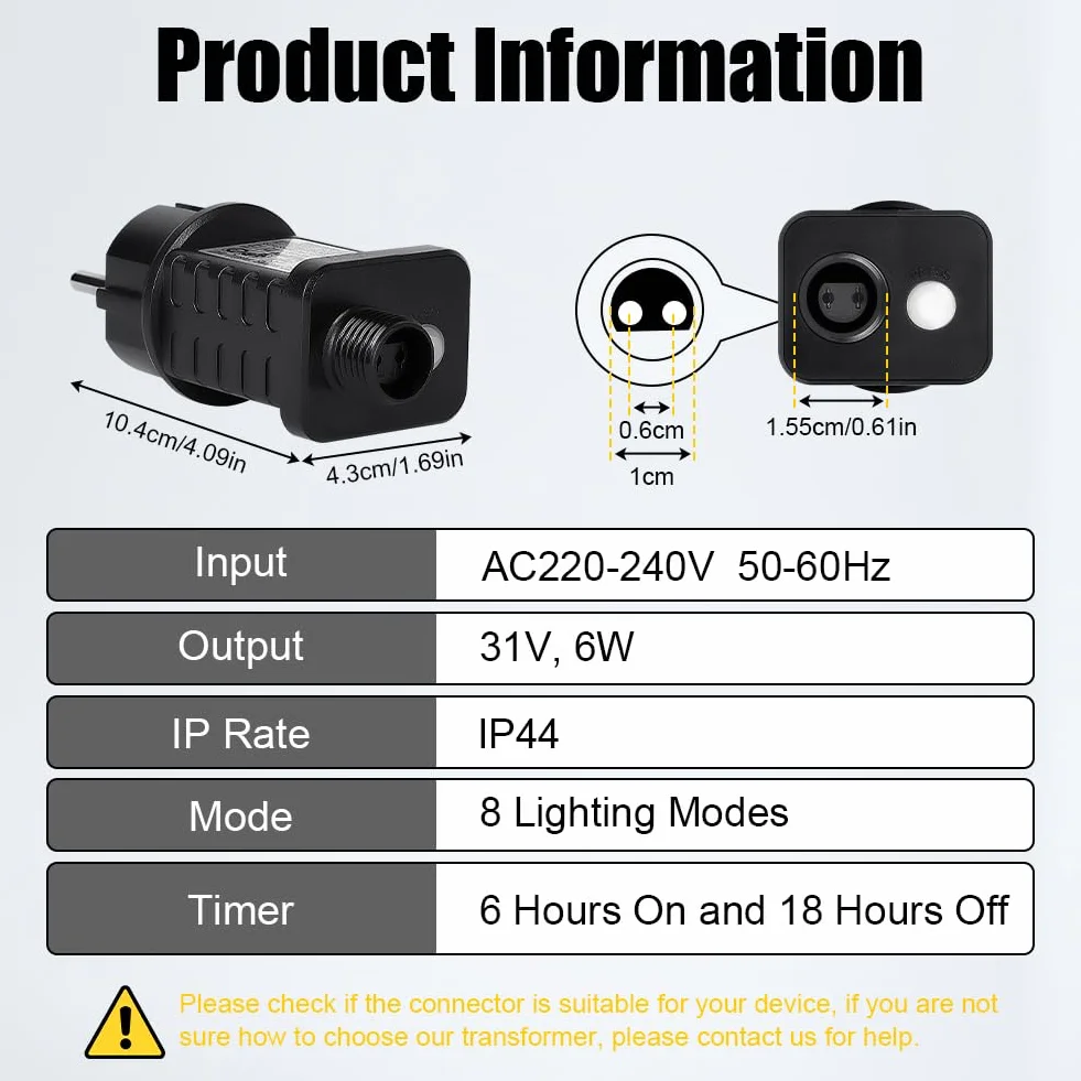 AXFEE Clignoteur pour Guirlande lumineuse 31V 6W, IP44, 8 Modes avec Mémoire