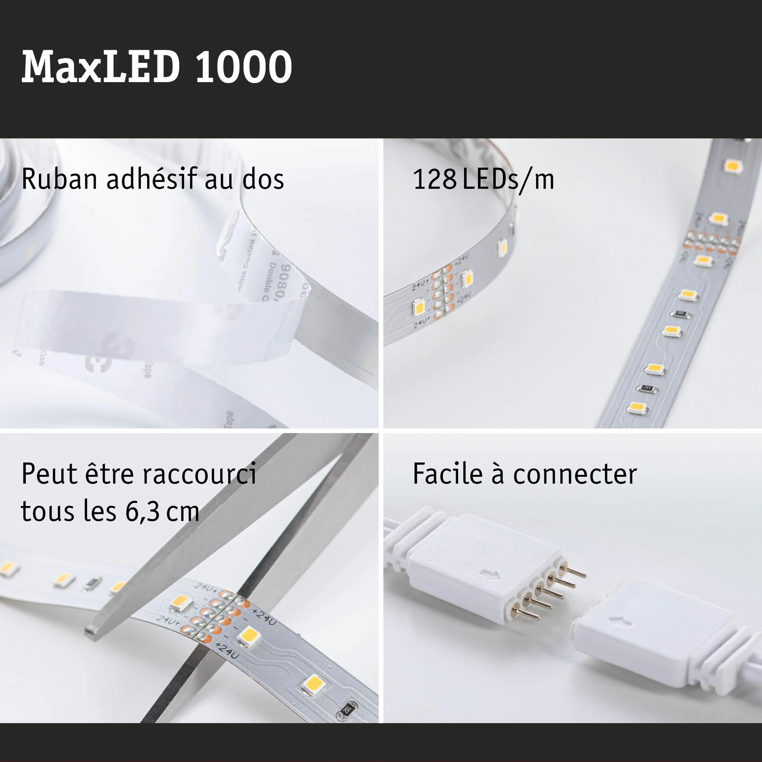 Paulmann MaxLED 1000 Strip LED Blanc chaud Kit de base 1,5m 11W 1100lm/m 2700K