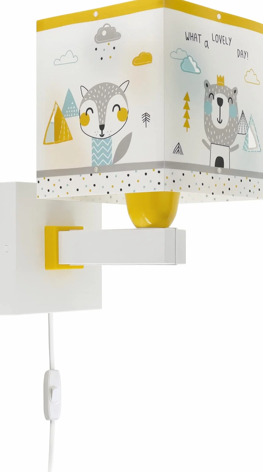 Dalber Applique Murale Enfant Hello Little Animaux Renard Ours Raton Laveur Lapin Multicolore E27