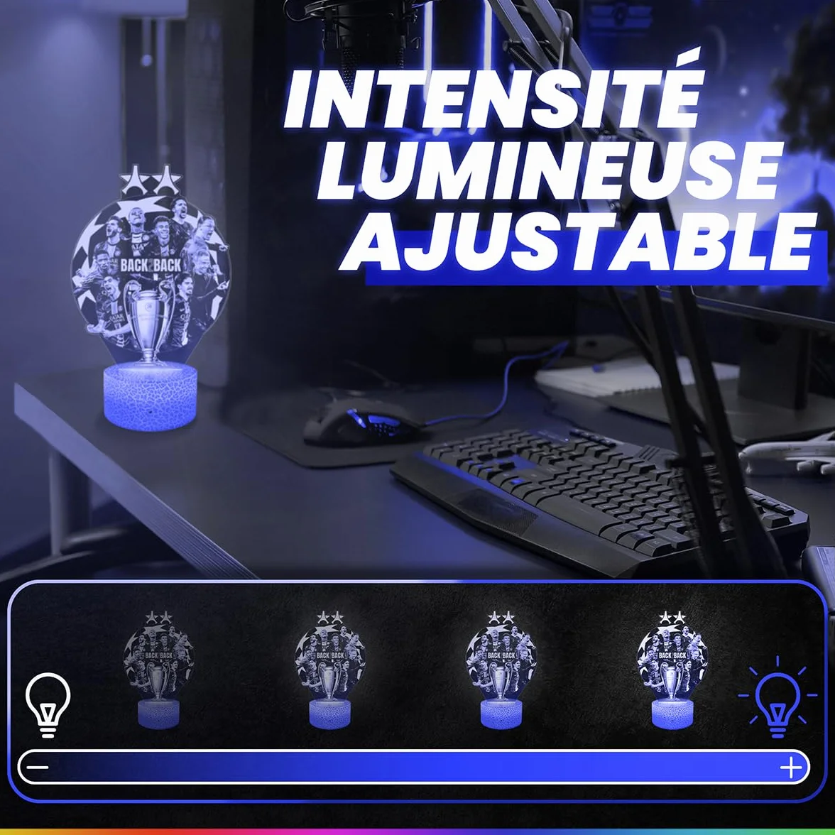 Veilleuse Tactile Champions League Joueur de Foot Football Décoration Idée Cadeau Homme Femme Adulte Déco Chambre