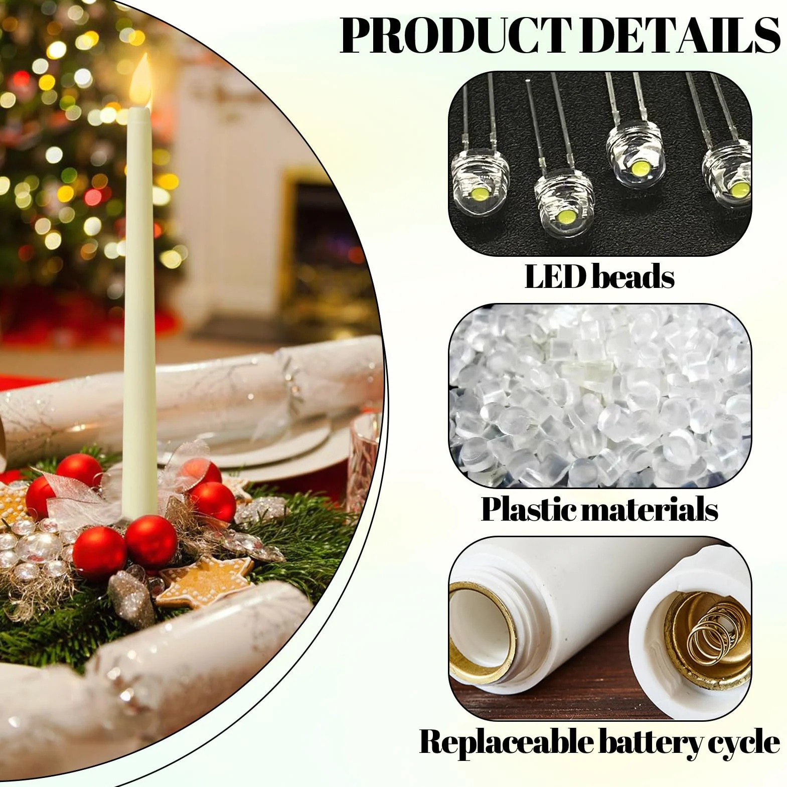 Bougie LED 6 Pièces, Flamme Vacillante, Fausses Bougies Décoratives Blanches pour Pâques, Anniversaire, Noël