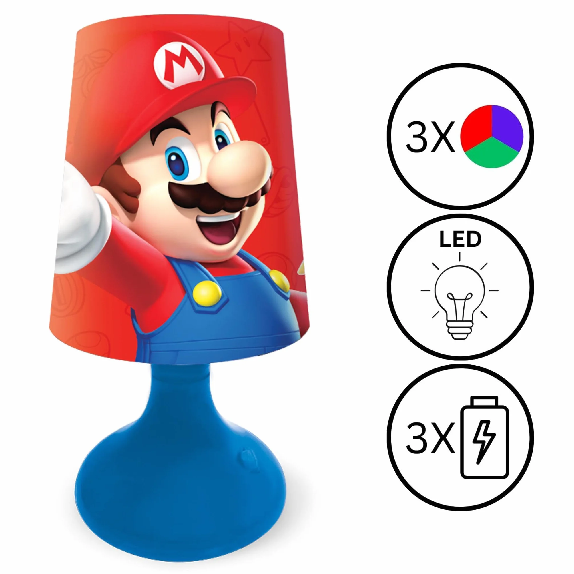 Lexibook Mini Lampe de chevet veilleuse sans fil Nintendo Rouge MLT10NILXB