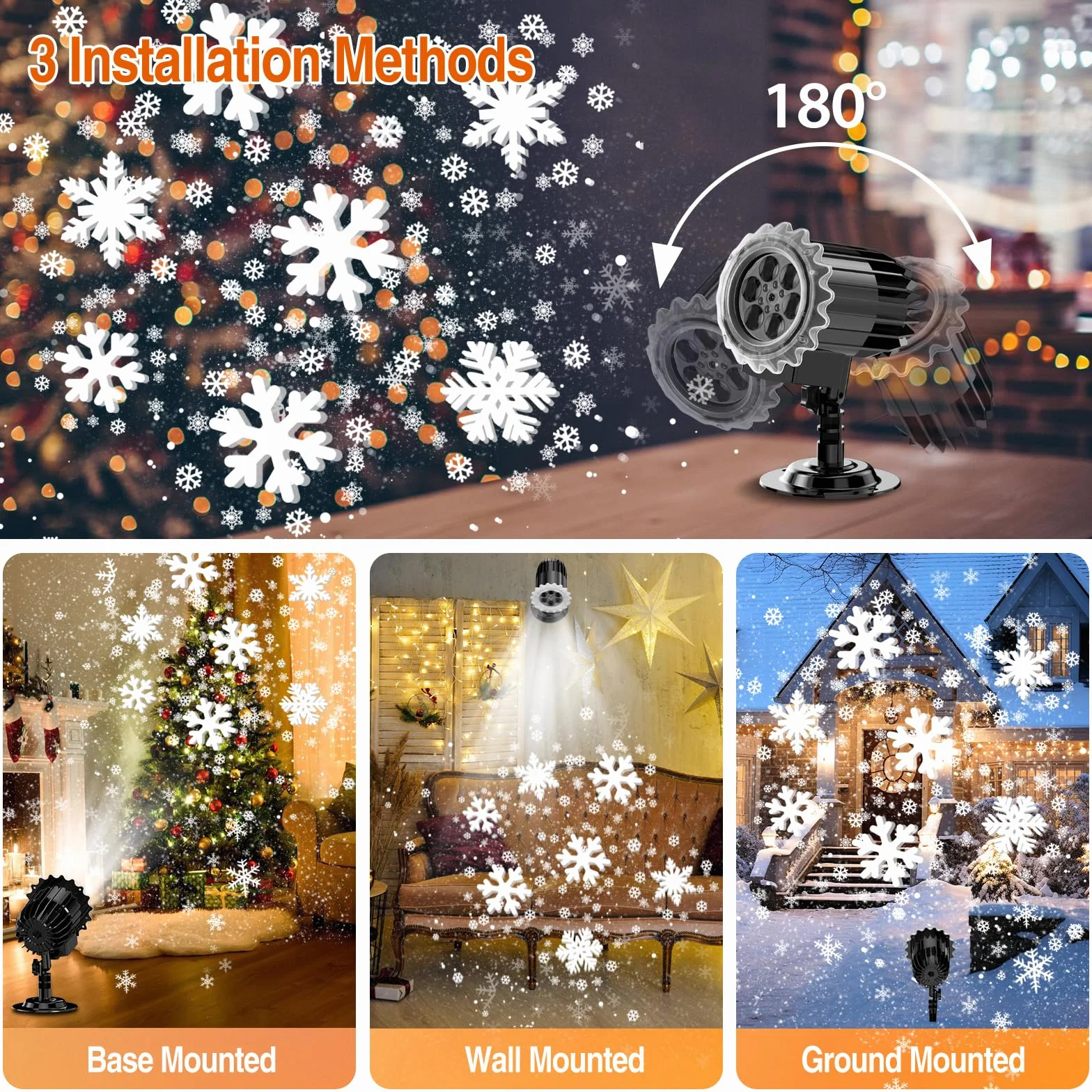 YAZEKY Projecteur Noel Exterieur LED 3D Flocon de Neige Étanche IP65 Décoration Noël