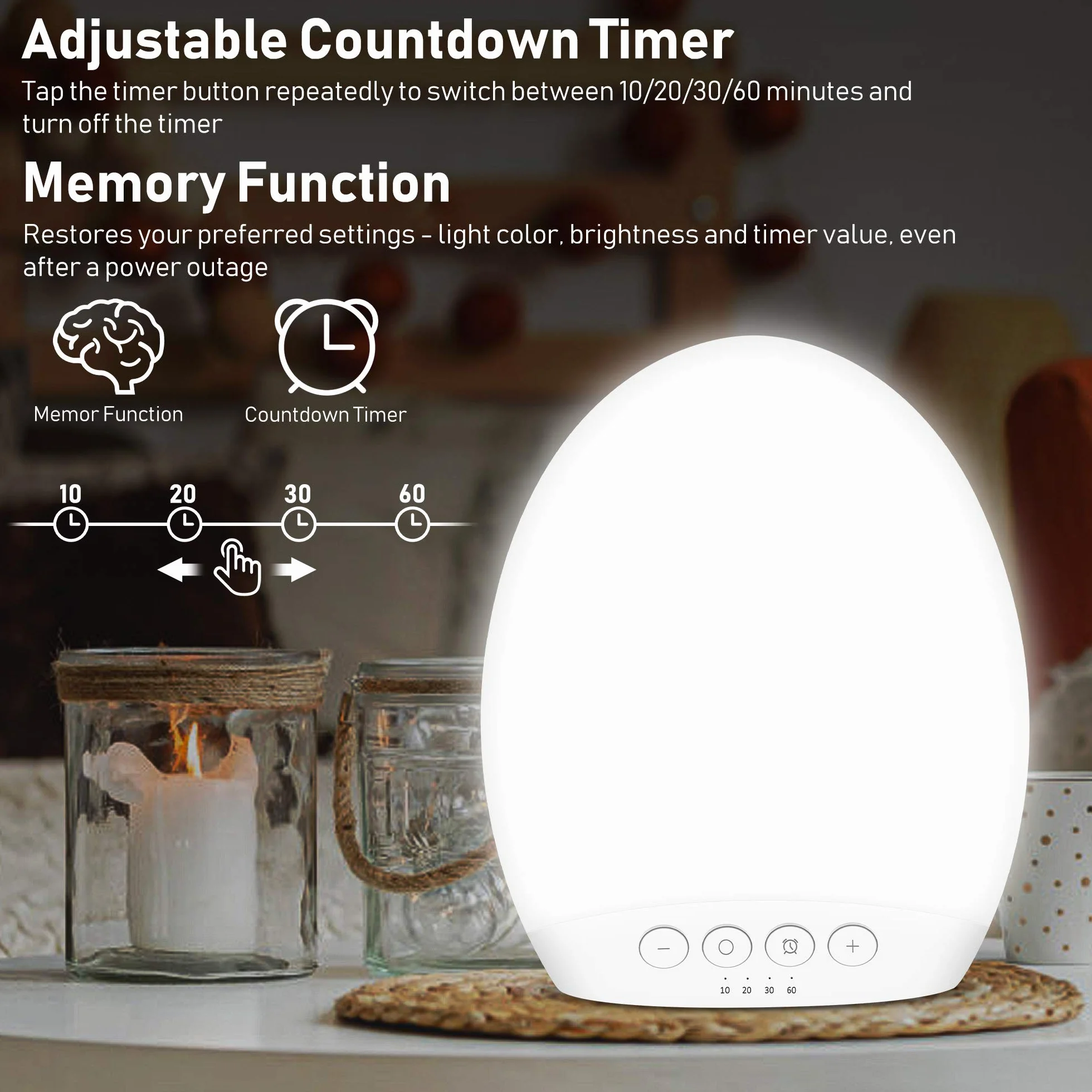 Lampe de luminothérapie 10000 Lux, LED sans UV, luminosité et température réglables, 4 minuterie, mémoire, maison ou bureau