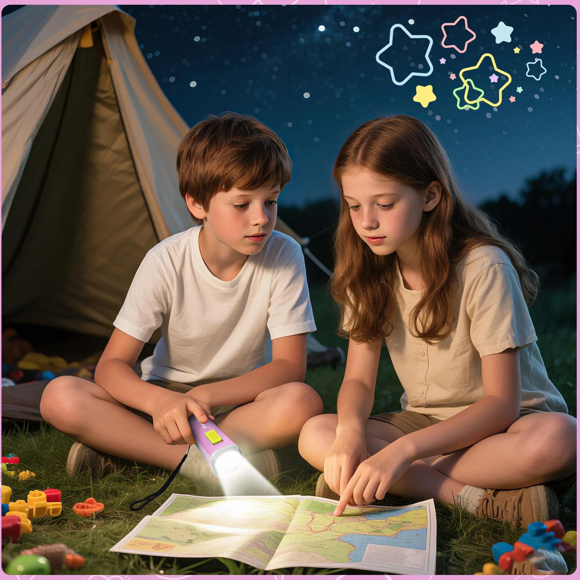 EverBrite Mini Lampe de Poche LED Rose, Lampe Torche Léger 46g Lumière Jaune, 3 Piles AAA Incluses