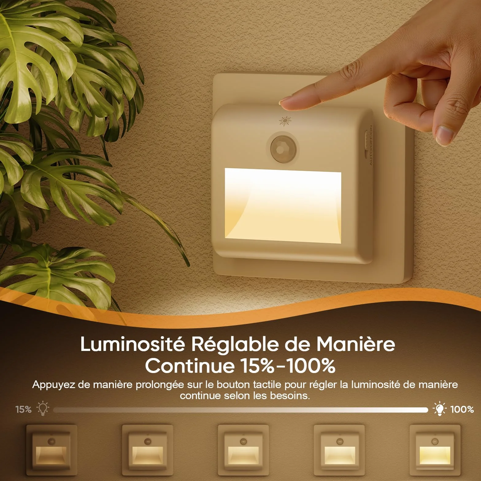 Suright Lot de 2 Veilleuses de Prise avec Détecteur de Mouvement, Lumière Blanc Chaud, 3 Modes Gradation pour Enfants