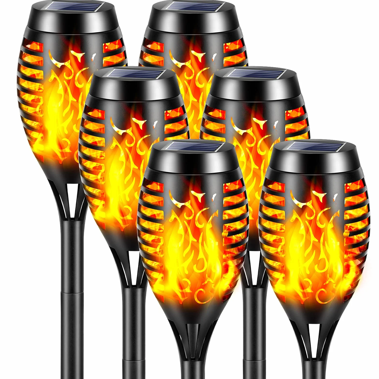 Lumières Flamme Solaire Exterieure 12 LED IP65 Lampe Solaire Torche Jardin Étanche