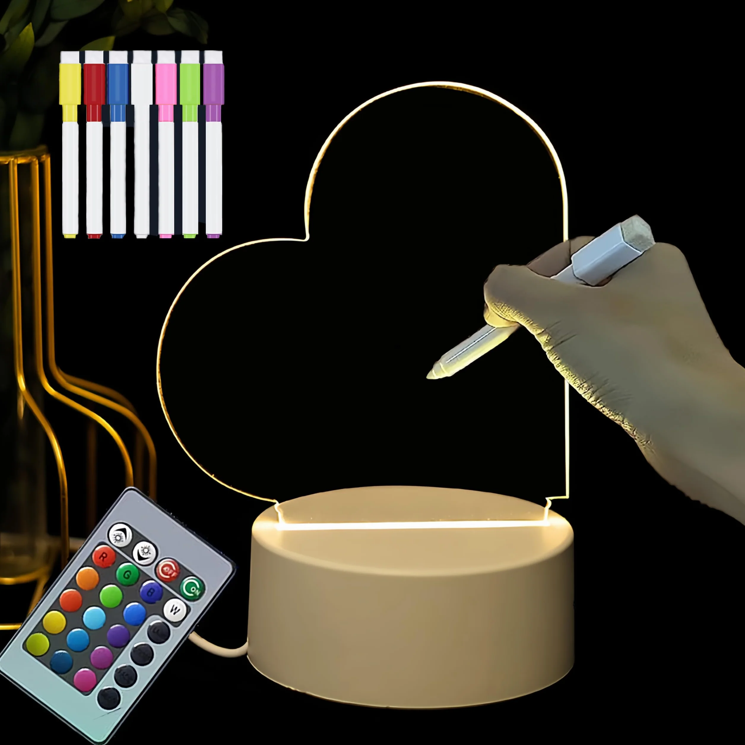 LELYFIT Veilleuse Personnalisée 16 Couleurs LED Lampe Créative Effaçable Illusion Télécommande Cadeau