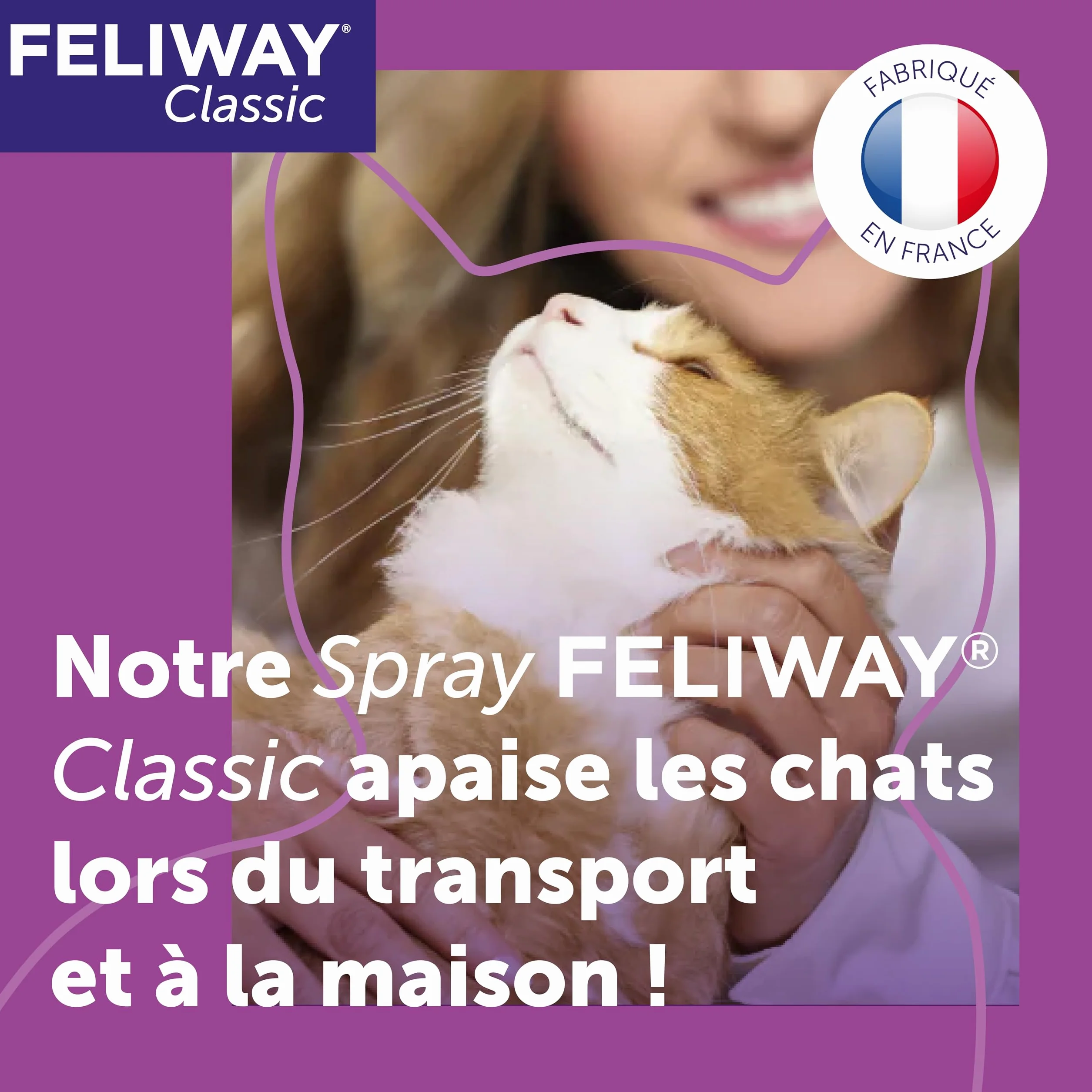 FELIWAY Classic Spray 60 ml - Phéromones Apaisantes pour Chats - Apaise le Stress et le Transport