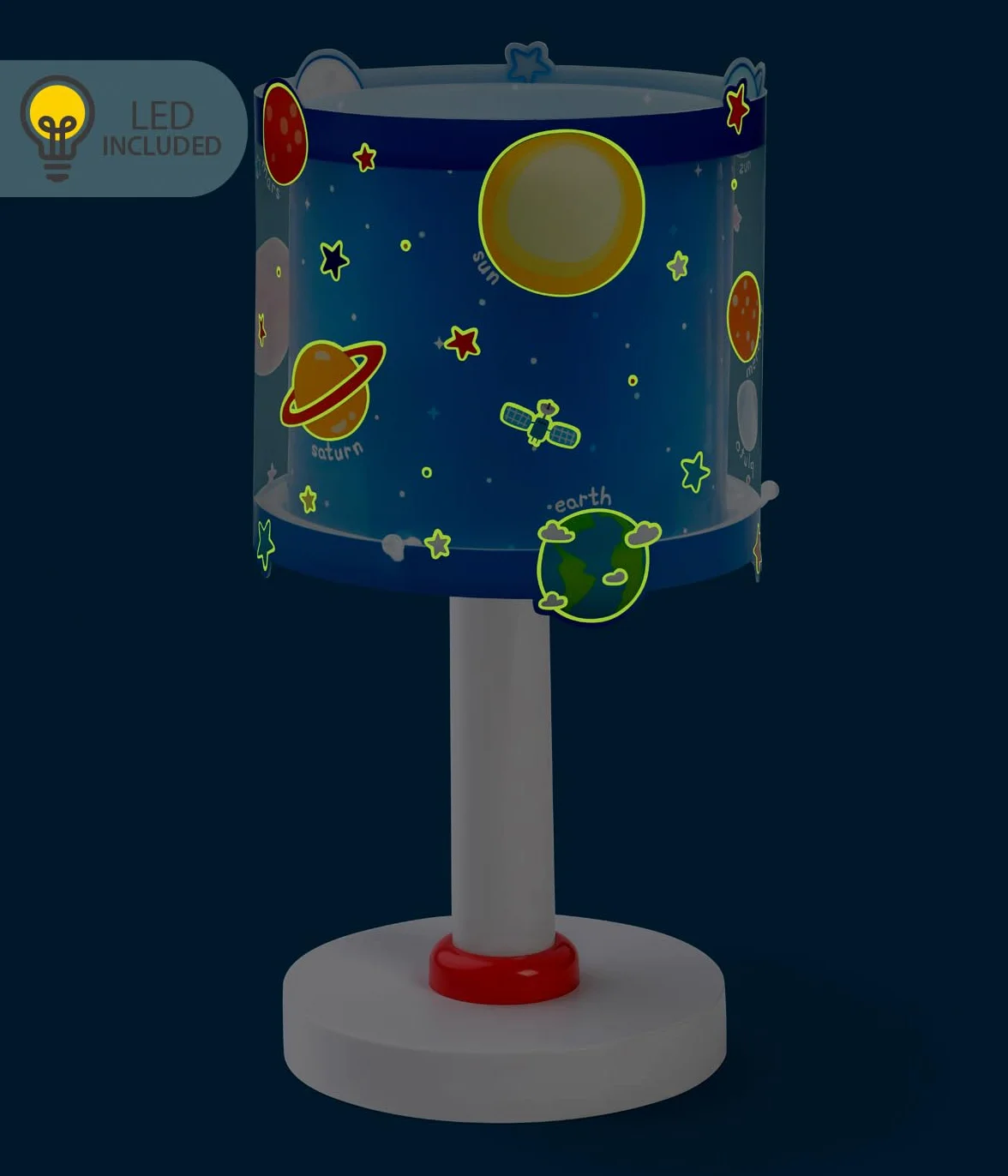 Dalber Lampe de chevet enfant Planets Planètes G4 LED 4 W Bleu