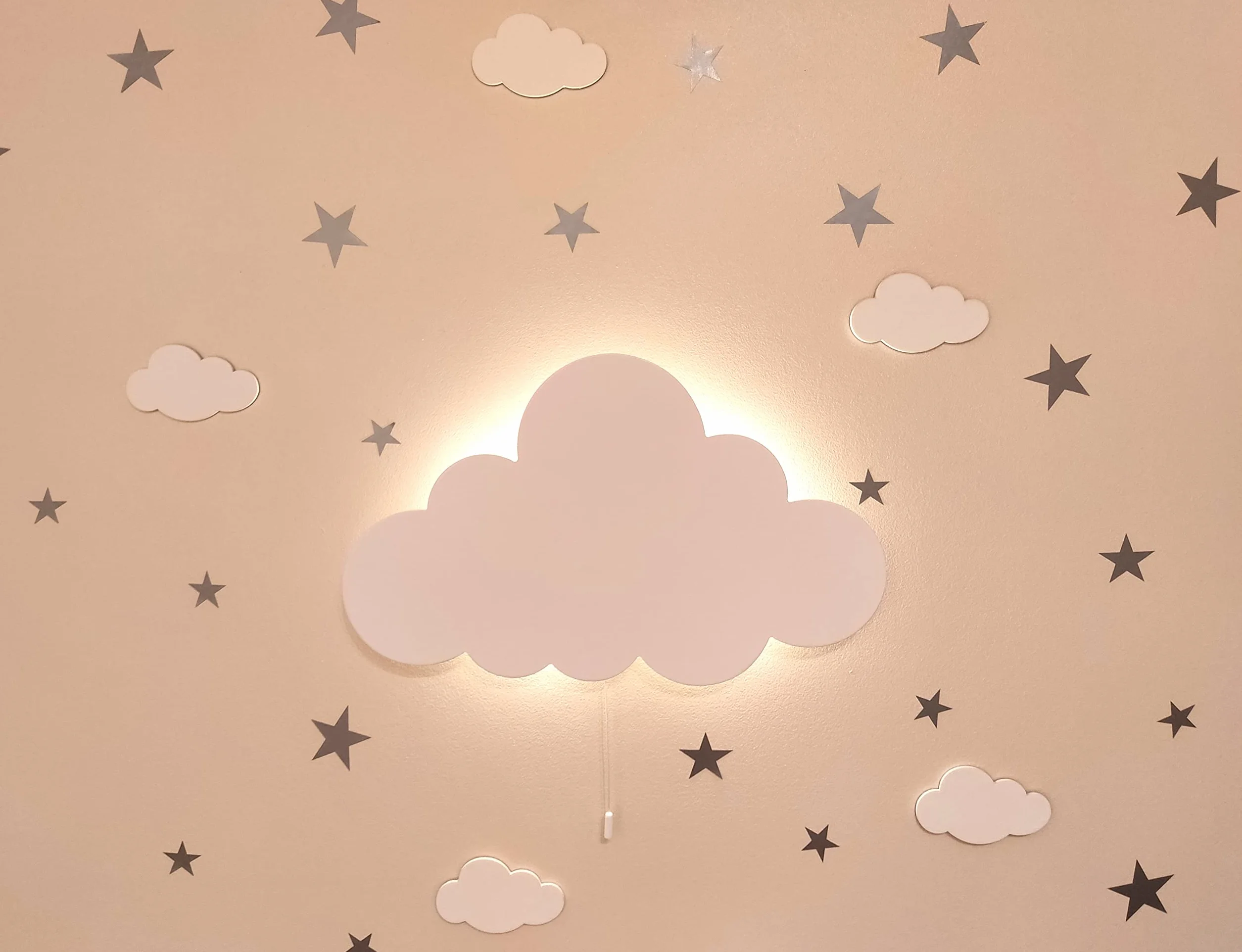 Happy Woody Lampe murale nuage chambre enfant veilleuse LED blanche chaude blanc