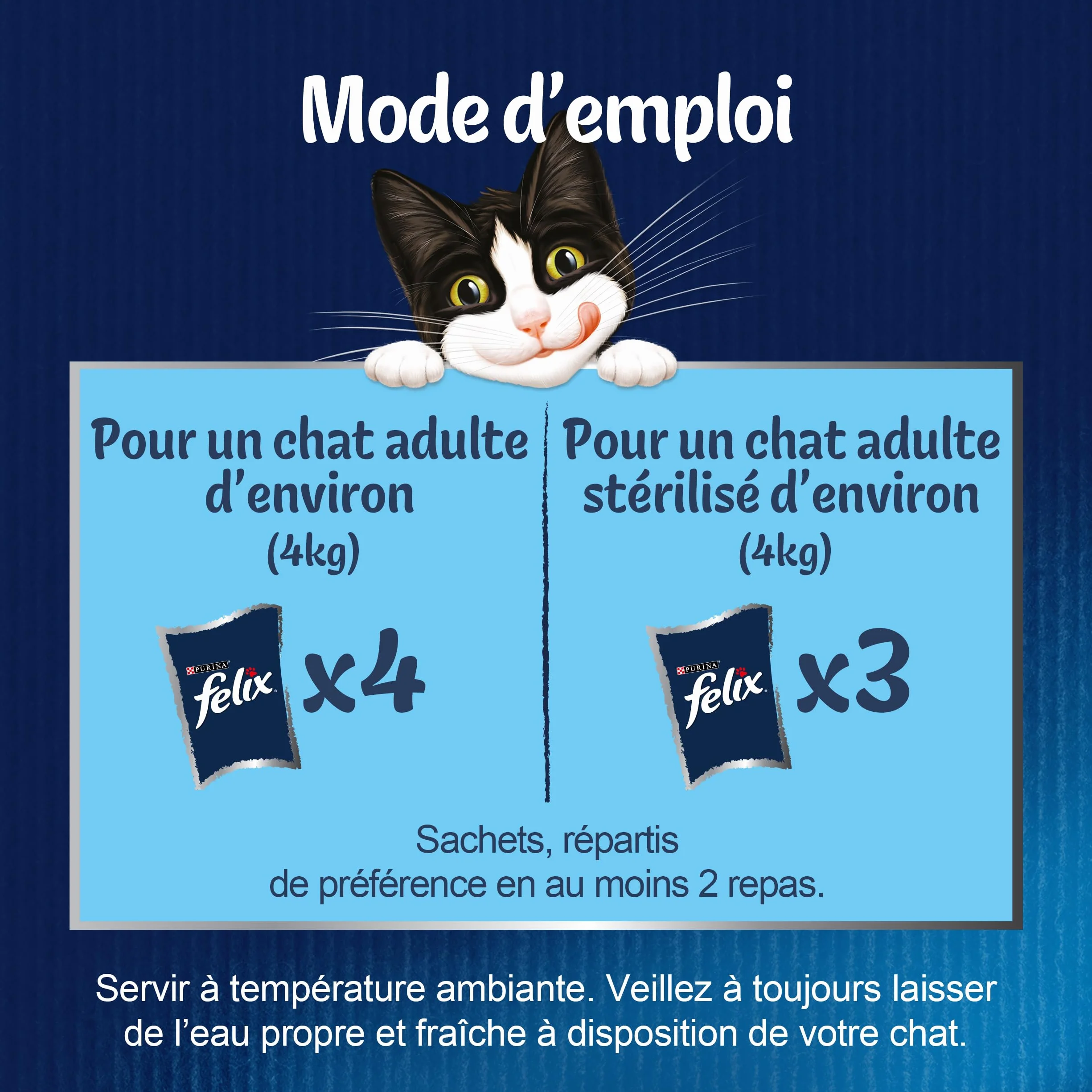 FELIX Tendres Effilés En Gelée Chat Adulte Sélection Saumon Poulet Canard Cabillaud Sachets Fraîcheurs 44 x 85g
