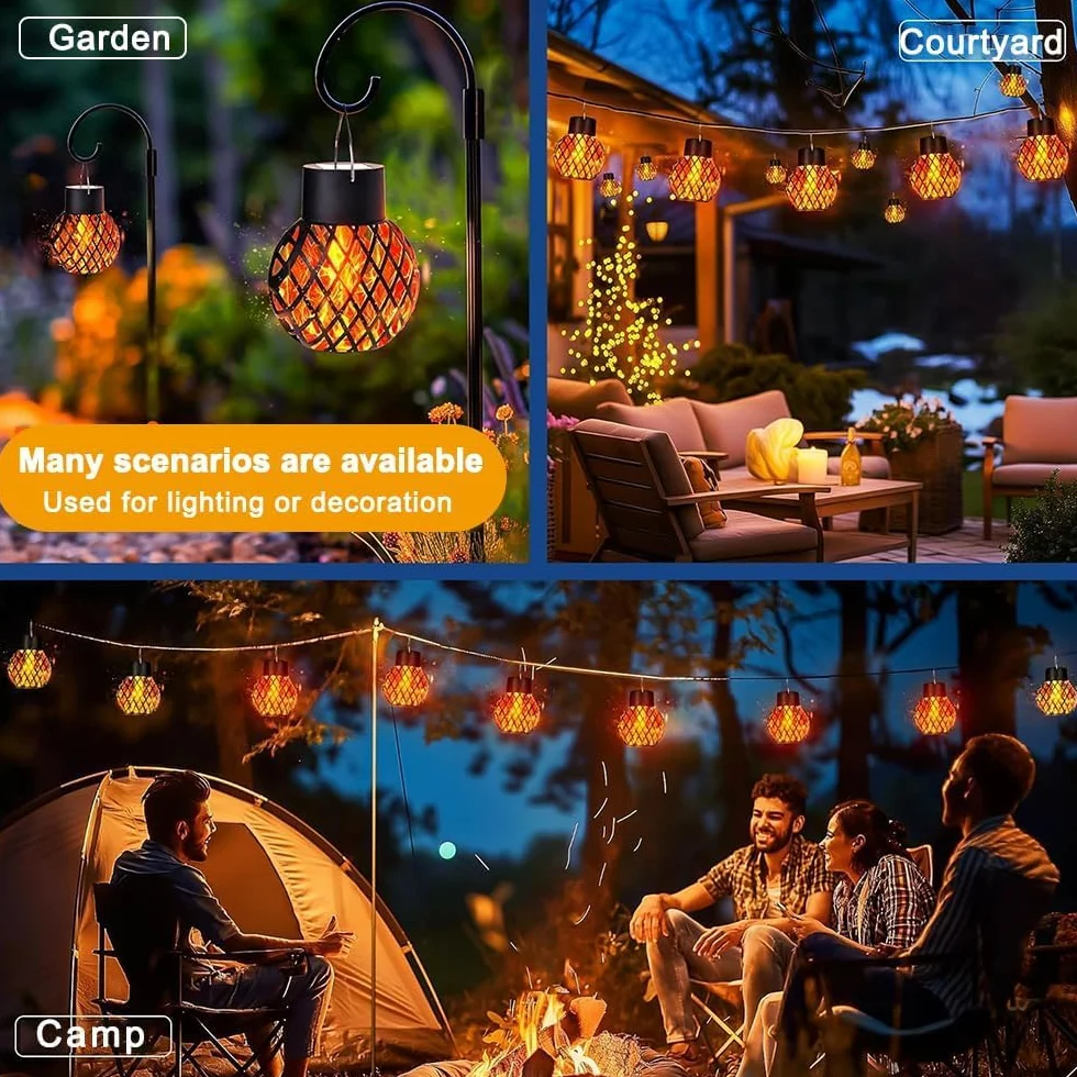 Lampe Solaire Extérieur Suspendue IP65 8 pièces Lanterne Jardin Décoration
