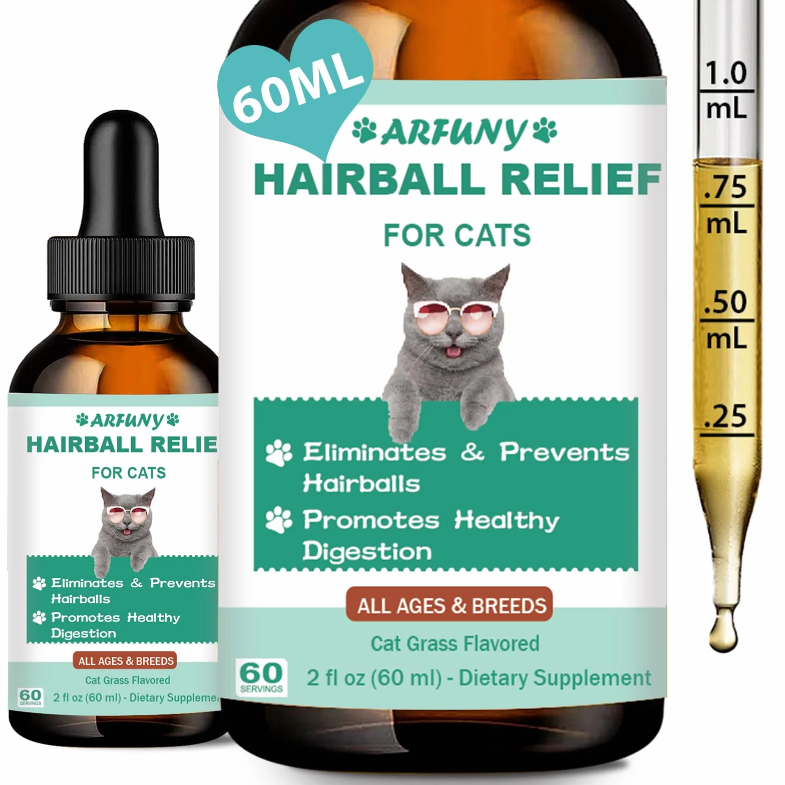 Anti Boule de Poil Chat Gouttes Anticrêpe 60ML avec Catnip et Vitamines