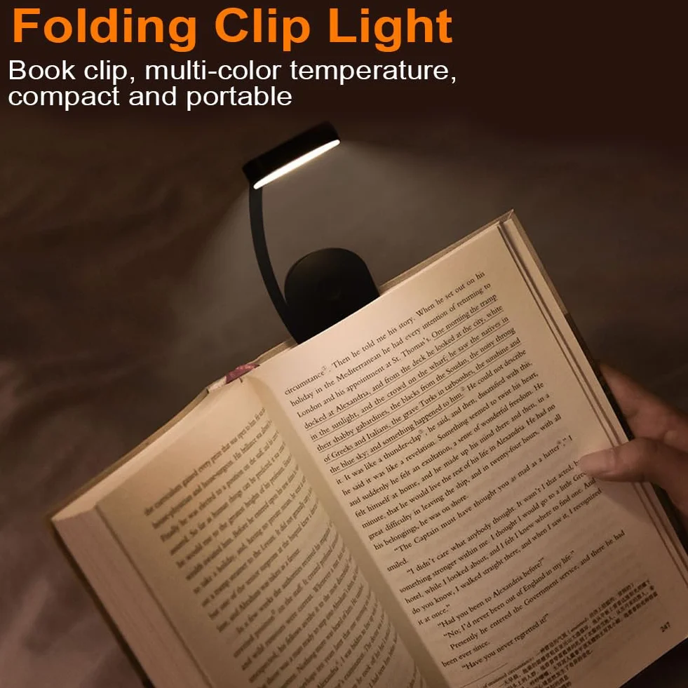 Lampe de Lecture Rechargeable Portable LED avec Clip, 360° Cou Flexible, 3 Modes Protection des Yeux, Gradation