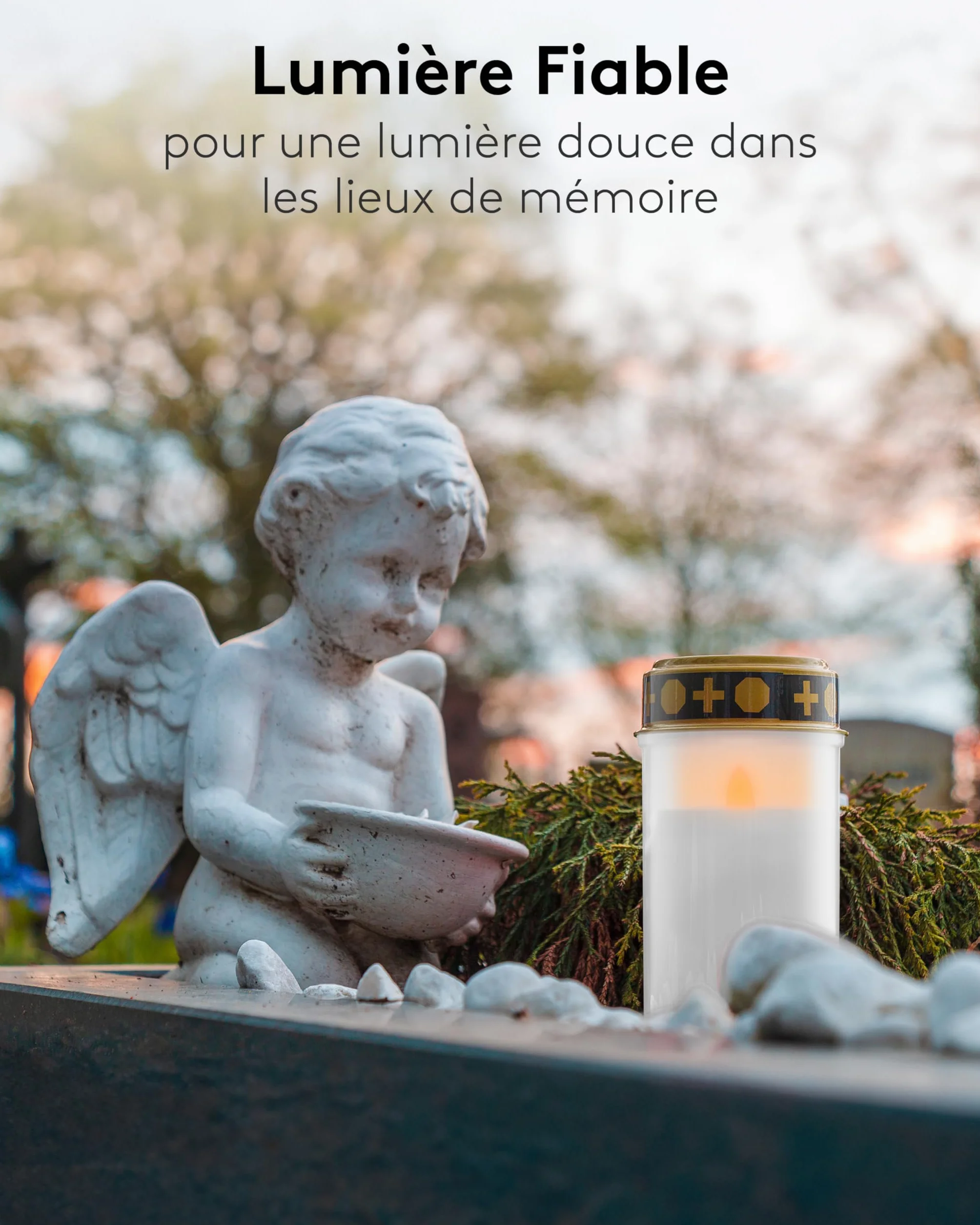 Lampe funéraire LED goobay extérieur blanc 2 piles AA 77771