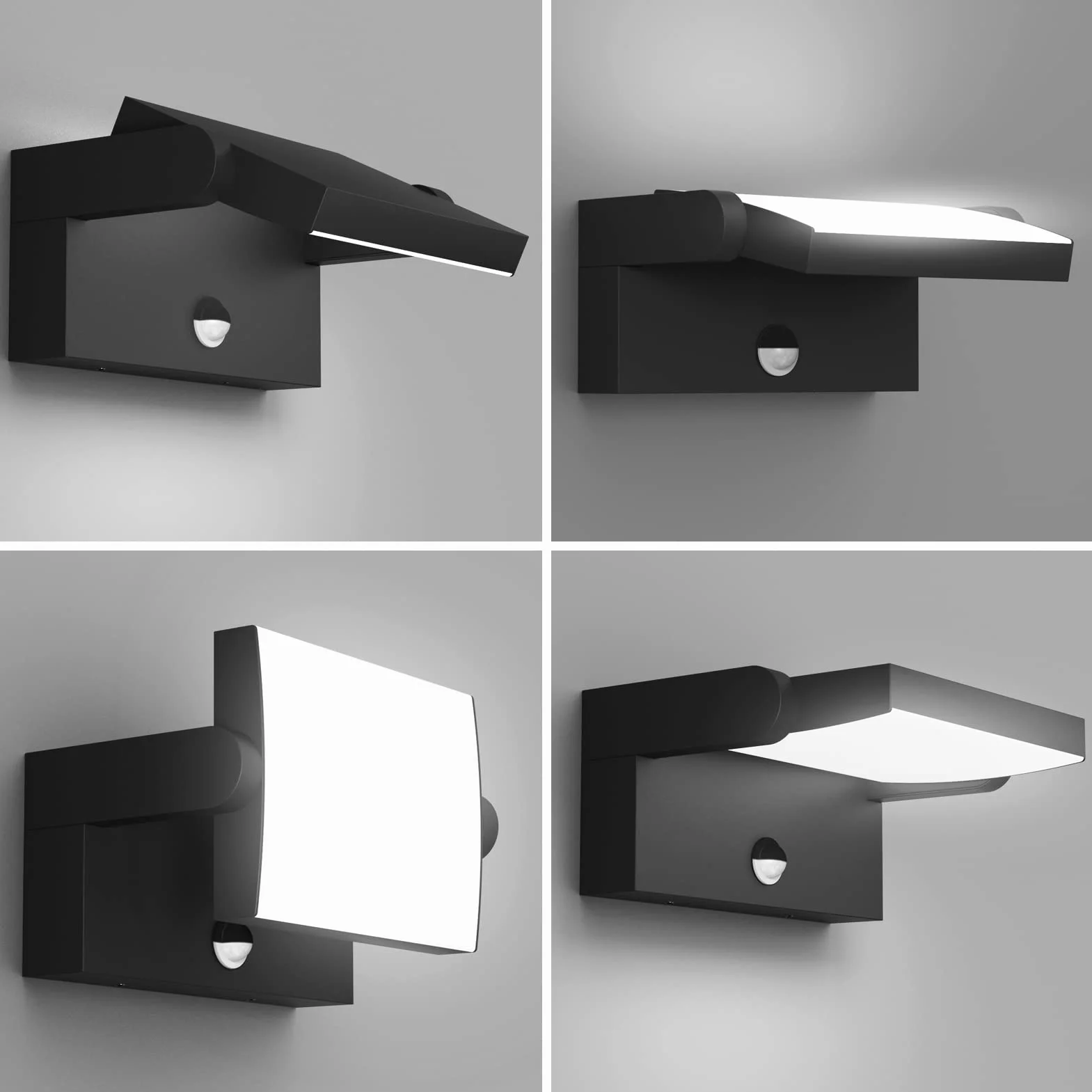 Applique Extérieure LED 24W avec Détecteur de Mouvement IP65 Noir Blanc Froid 5700K-6000K