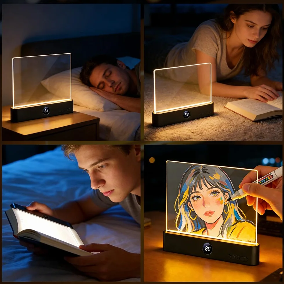 Lampe de Lecture LED Rechargeable Portable, 3 Modes de Couleur avec Minuteur