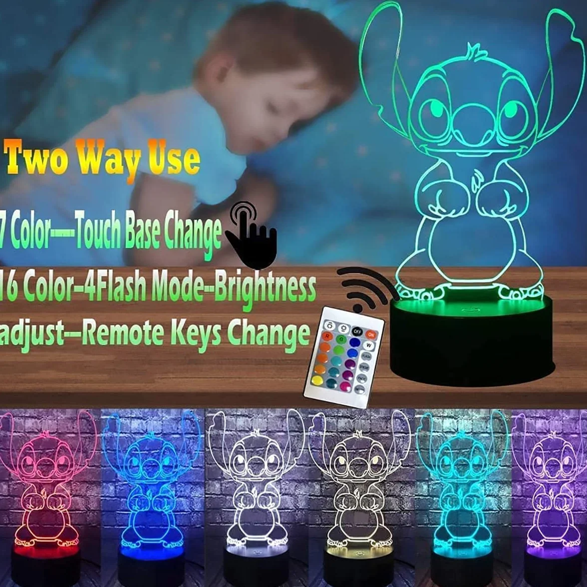 LOUHH Lampe Stitch 3D LED Smart Remote Control 16 Couleurs
