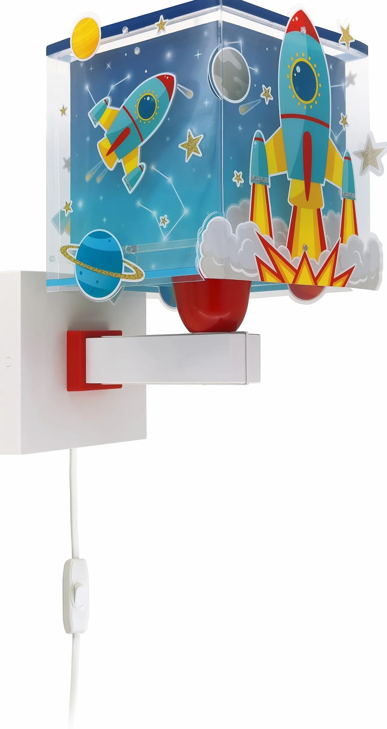 Dalber Applique murale enfant Rocket Fusée spatiale système solaire E27 Bleu