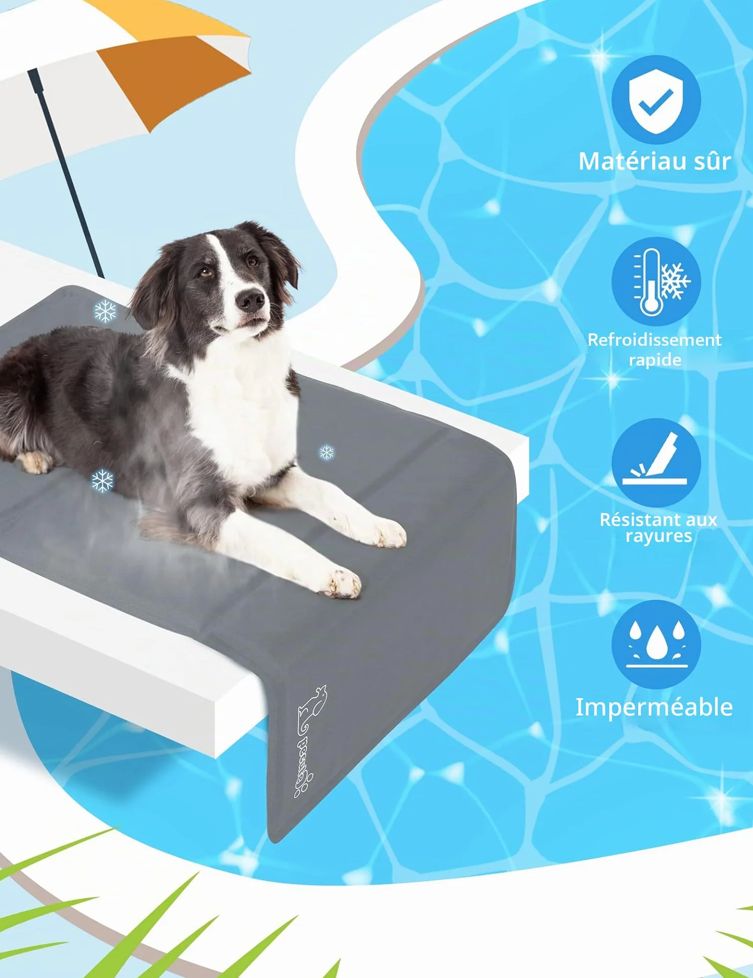 Pecute Tapis Rafraichissant Chien Chat 65x50cm M Résistant Aux Rayures Gris
