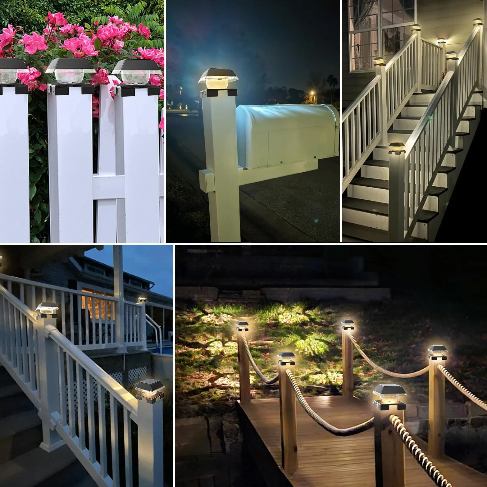 Capuchons solaires LED pour poteaux de clôture 9x9 à 14x14, blanc chaud et froid, IP65