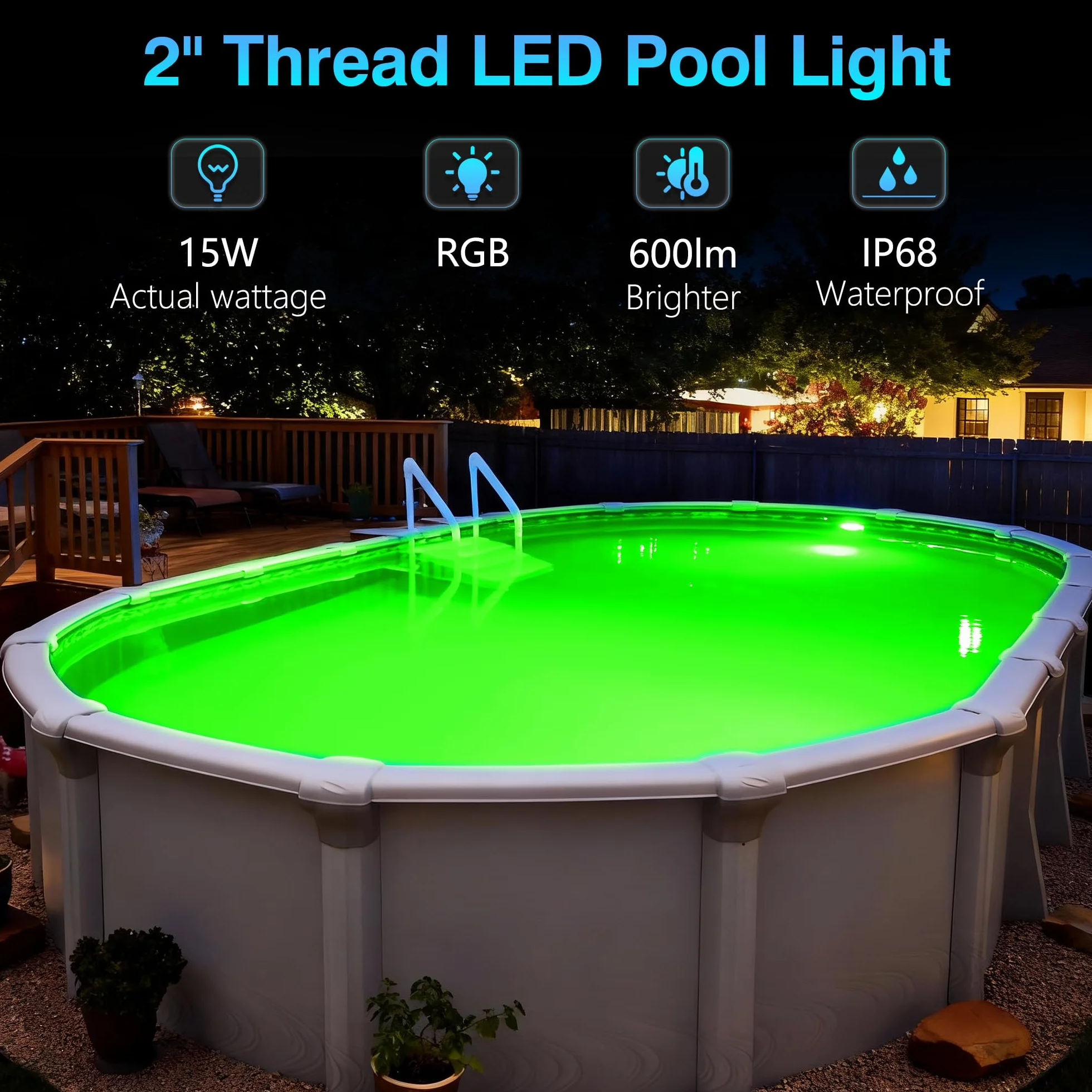 Lampe LED Piscine Vissable 15W RGB Multicolore Projecteur 600lm Ø190mm 12V AC IP68 Remplie Résine