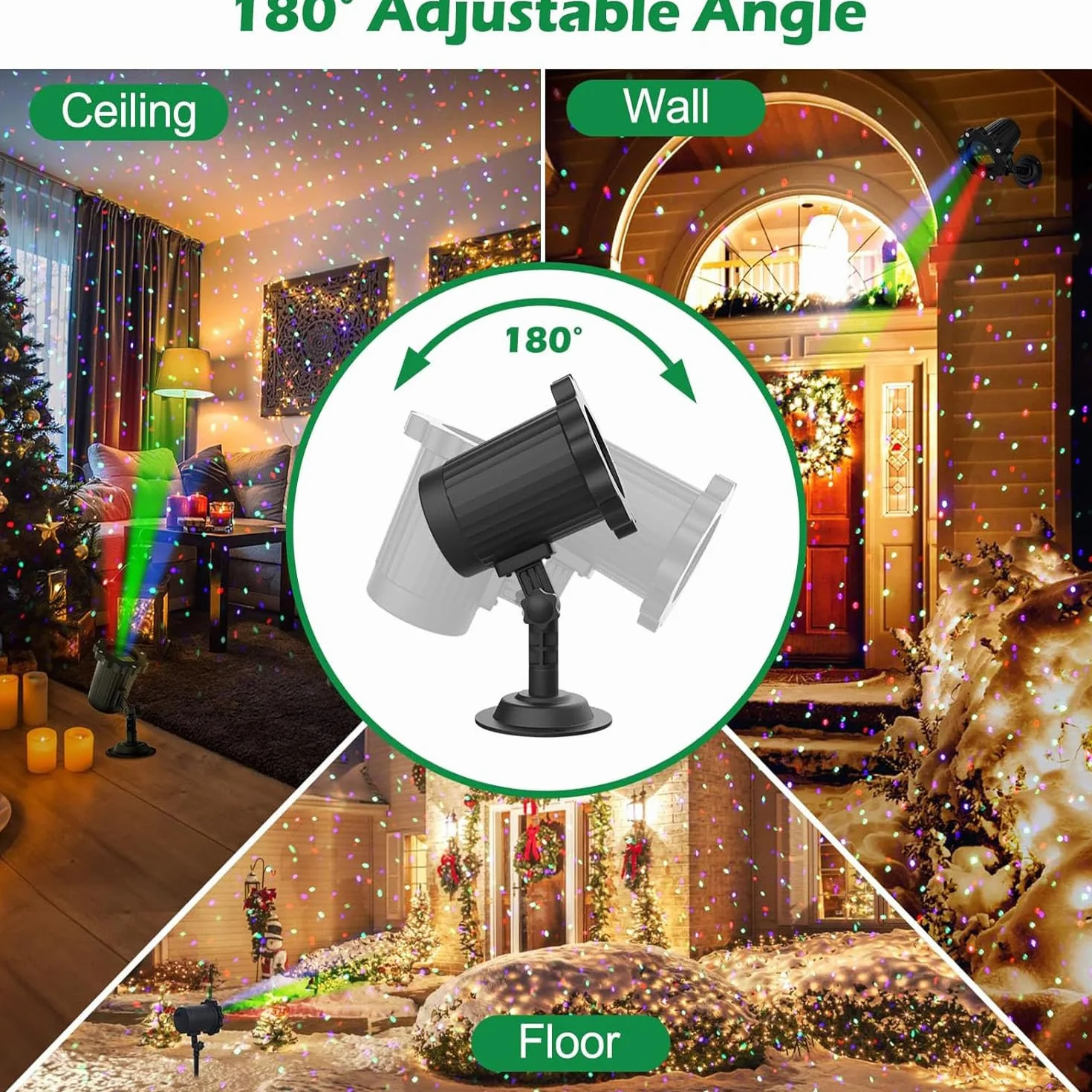 Projecteur Laser Exterieur Noel 3 Couleurs avec Télécommande IP65 16,5 Pieds Decoration Lumière Laser