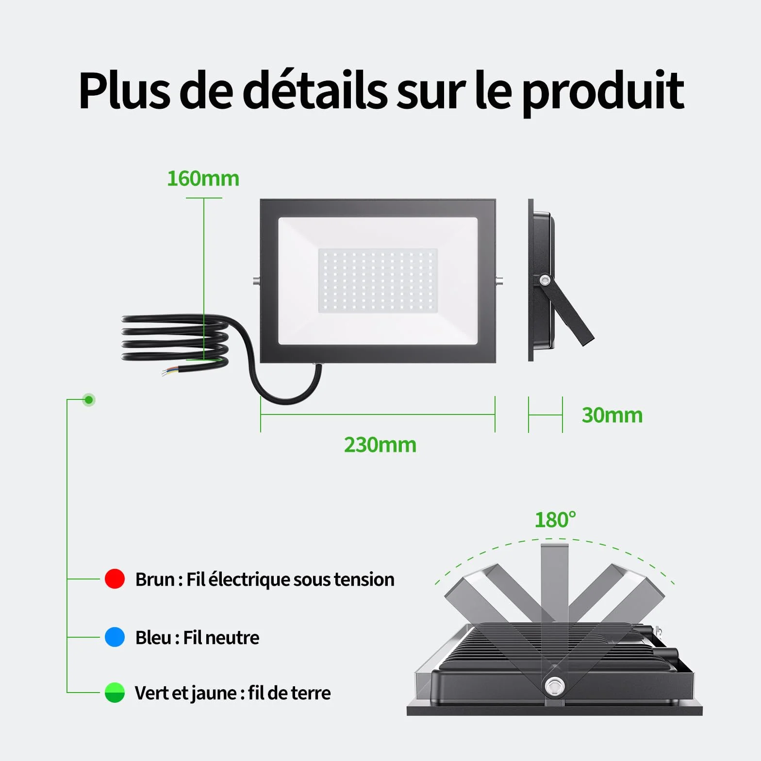 Projecteur LED Extérieur 100W 10000LM 6500K IP65 Étanche