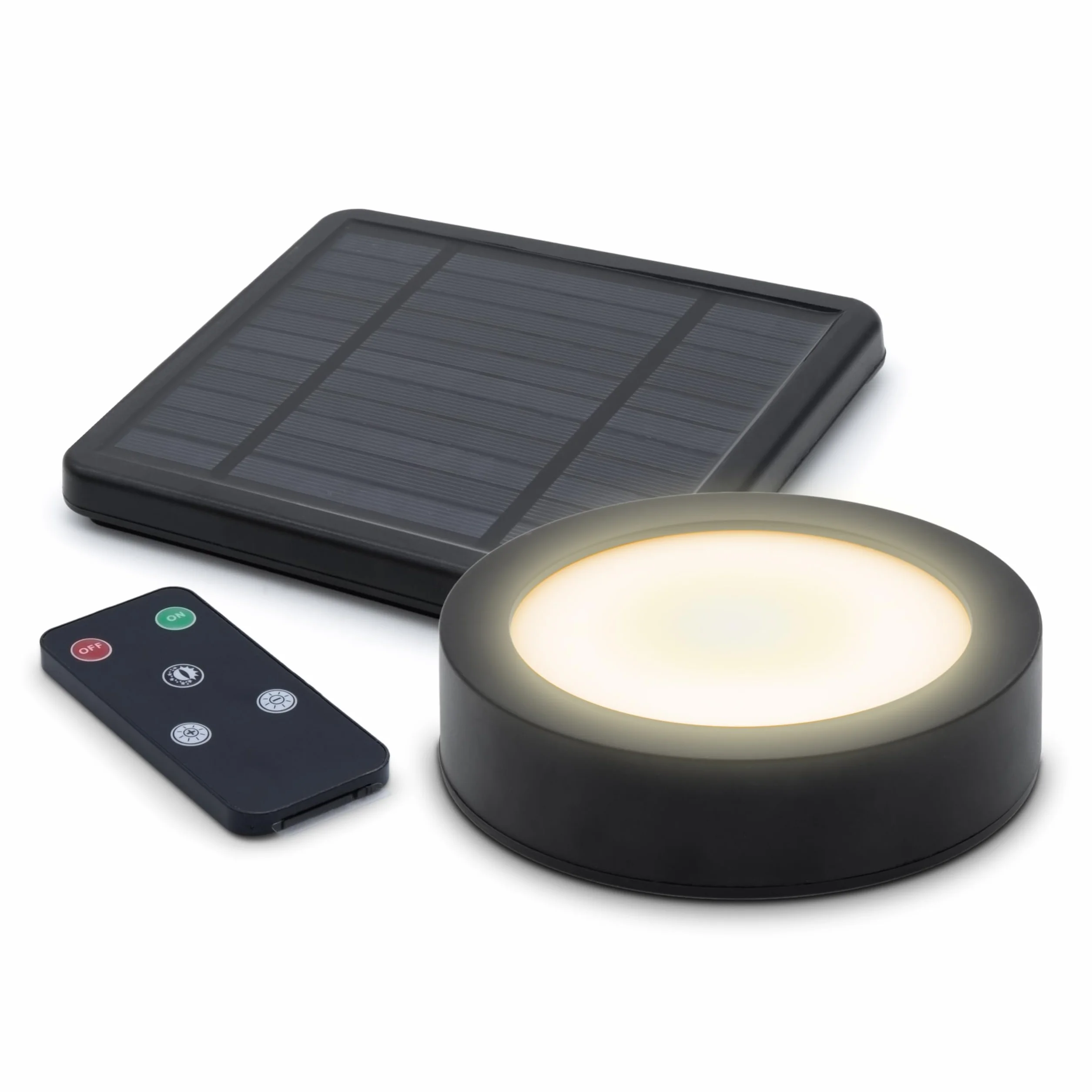 Spetebo Parasol magnétique LED noir avec télécommande Ø 12 cm – Éclairage parasol de jardin 3 niveaux de luminosité