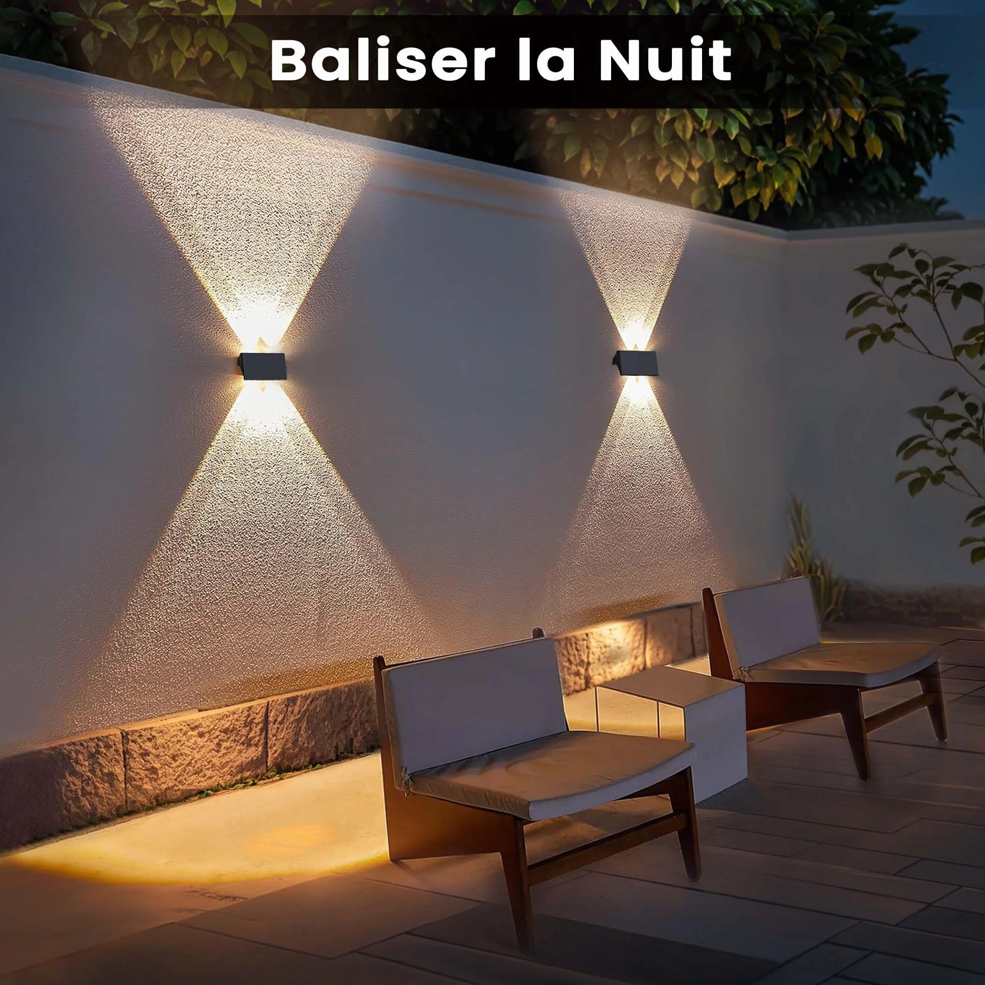 Applique Solaire Extérieur 4 Articles Blanc Chaud 1500mAh IP67 Étanche 100 Lumens Lumière Murale Sans Fil