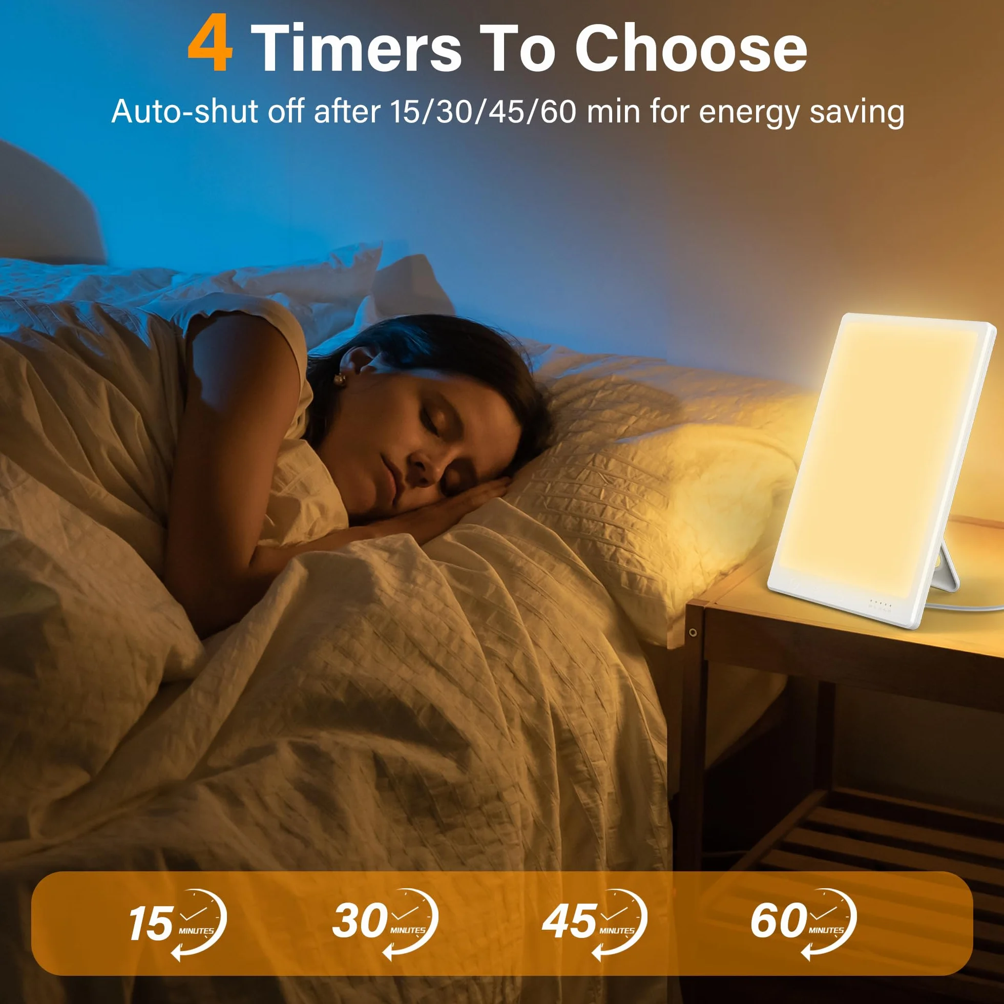 Bravmate lampe de jour 10000 Lux, contrôle tactile sans UV, 3 températures de couleur, support réglable 45°