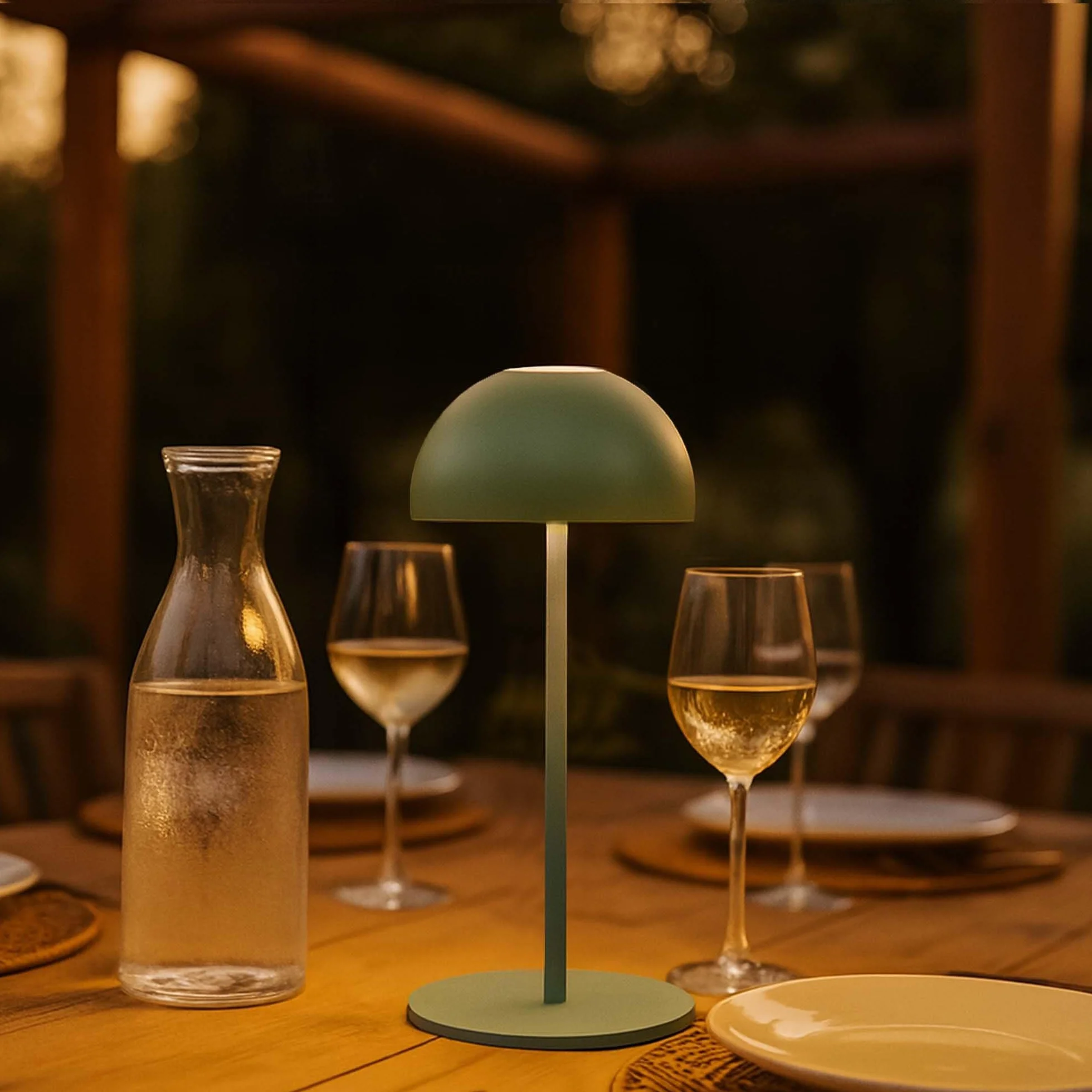 Ledvion Lampe de Table LED Rechargeable 2700K-5000K 110 Lm IP54 USB-C Vert Sauge