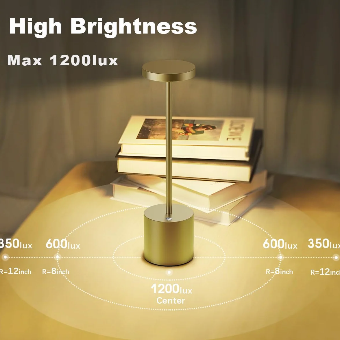 Lampe de chevet tactile sans fil 5000mAh 2 PCS LED rechargeable USB, 3 températures de couleur