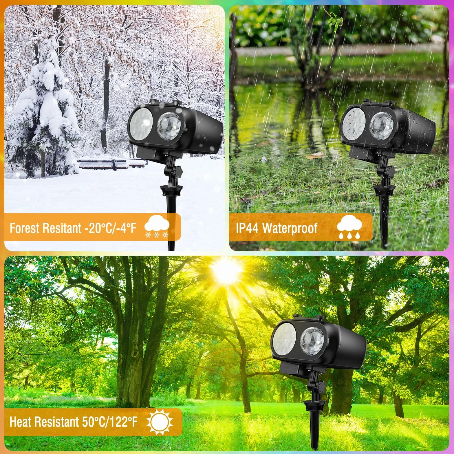 Projecteur de Noël Extérieur LED 8 Motifs 10 Diapositives 10 Couleurs avec Télécommande