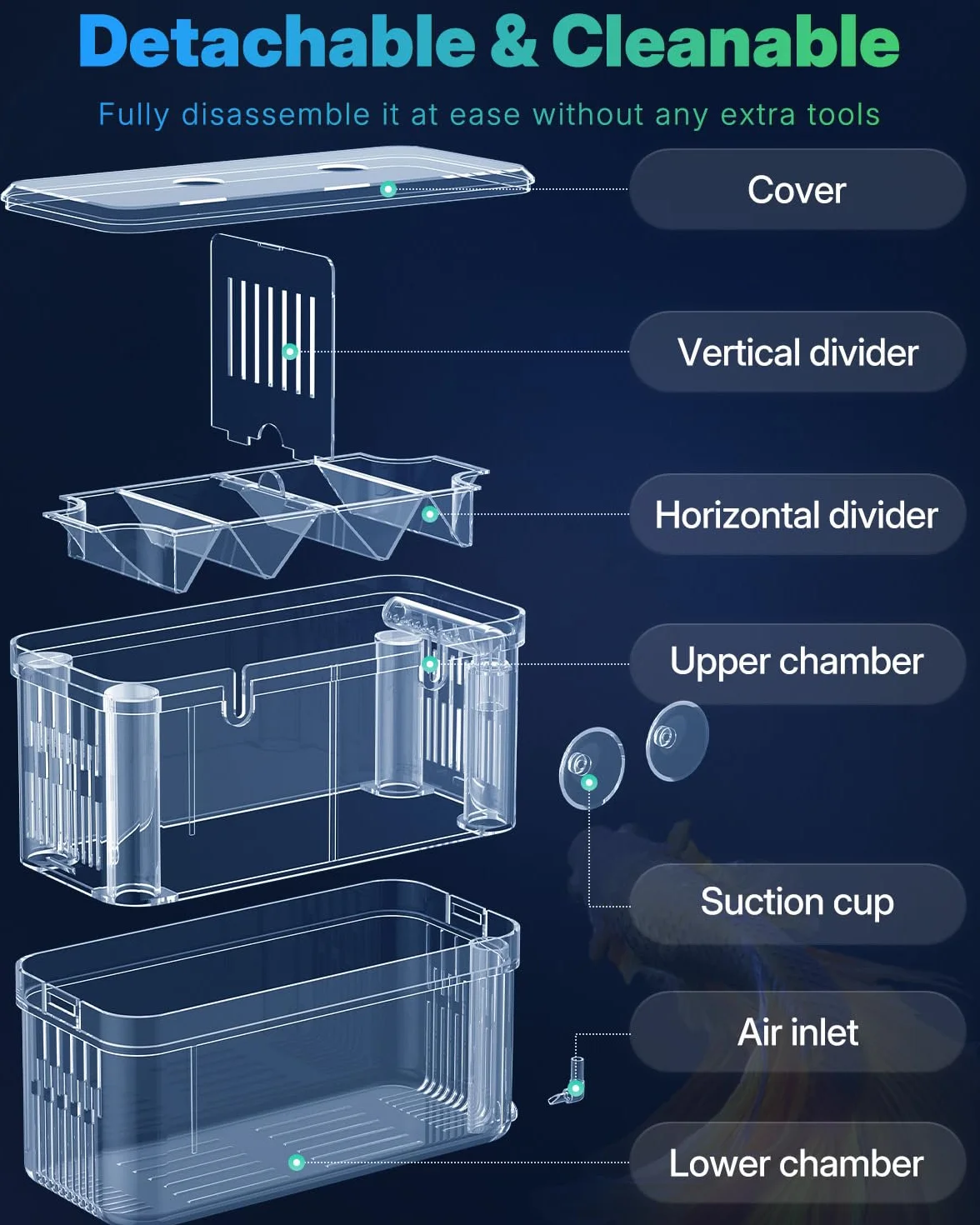 Pawfly Boîte d'élevage d'aquarium en plastique transparent - Incubateur pour crevettes - Grande boîte d'isolation pour poissons
