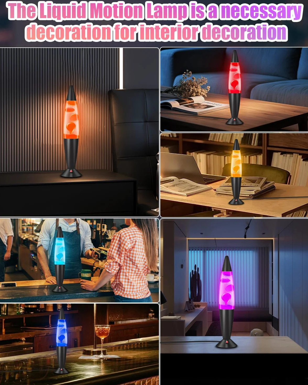 Lampe à Mouvement Liquide 17 Couleurs Changeantes 16in Lampe Ambiance Décoratif avec Télécommande 4 Modes Noir