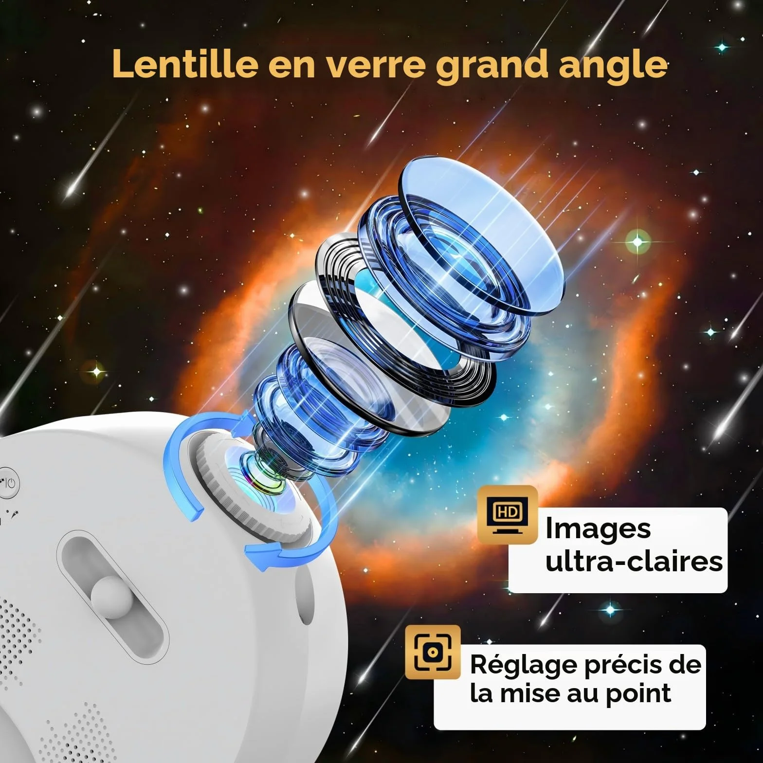 Projecteur Ciel Étoilé Mertturm avec Météore Dynamique, Horloge, 13 HD Disques, Minuterie, Rotation Rapide/Lent pour Enfants Adultes