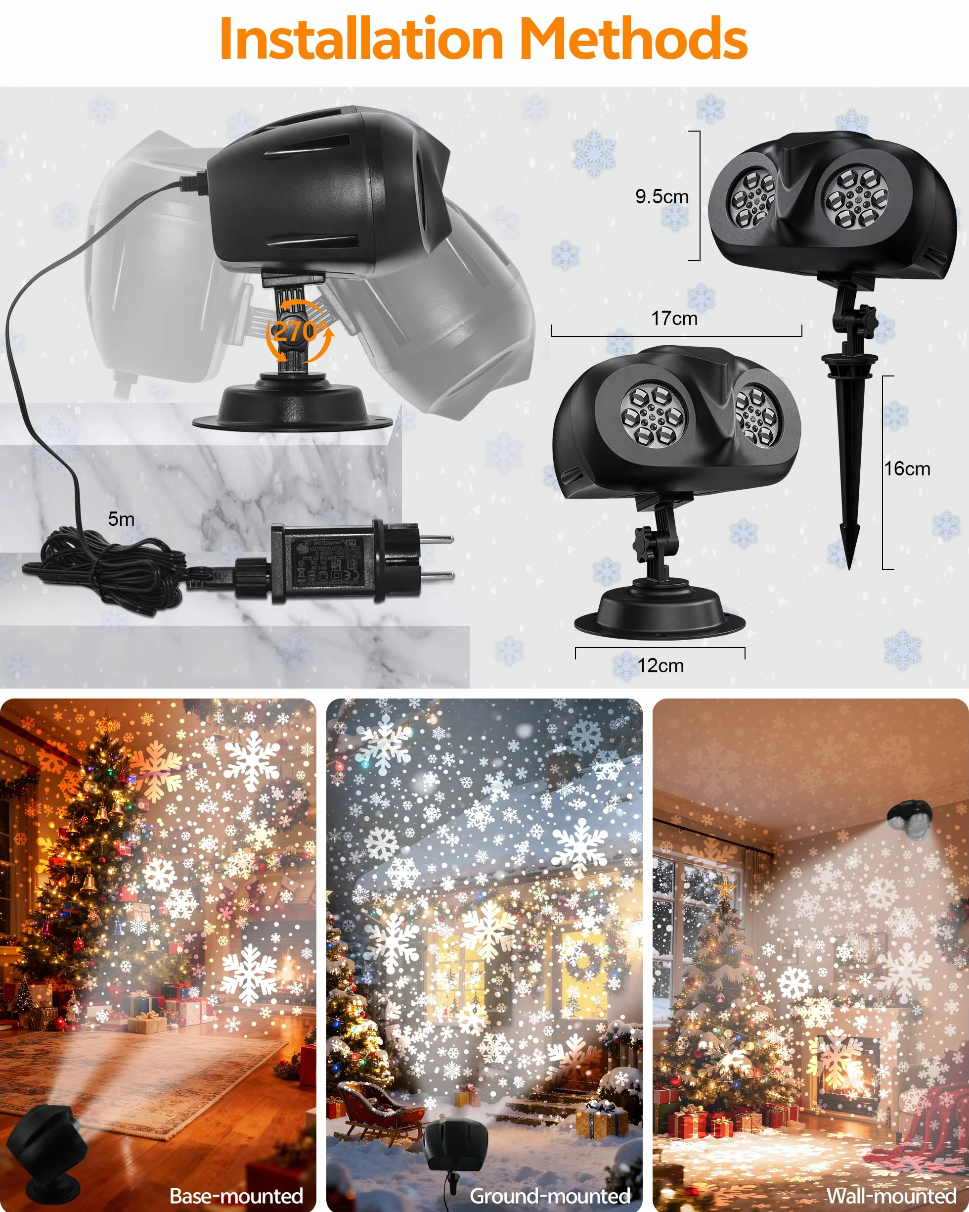 Lampe Projecteur LED Noël Extérieur Intérieur IP65 Étanche Télécommande Halloween Nouvel An Fête Jardin