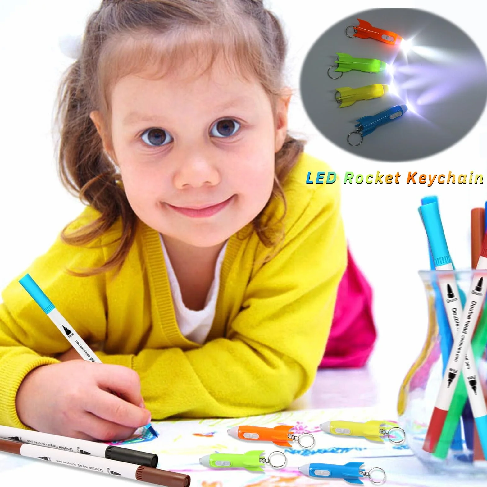 Mini lampes de poche porte-clés lumineuses pour enfants Lot de 30